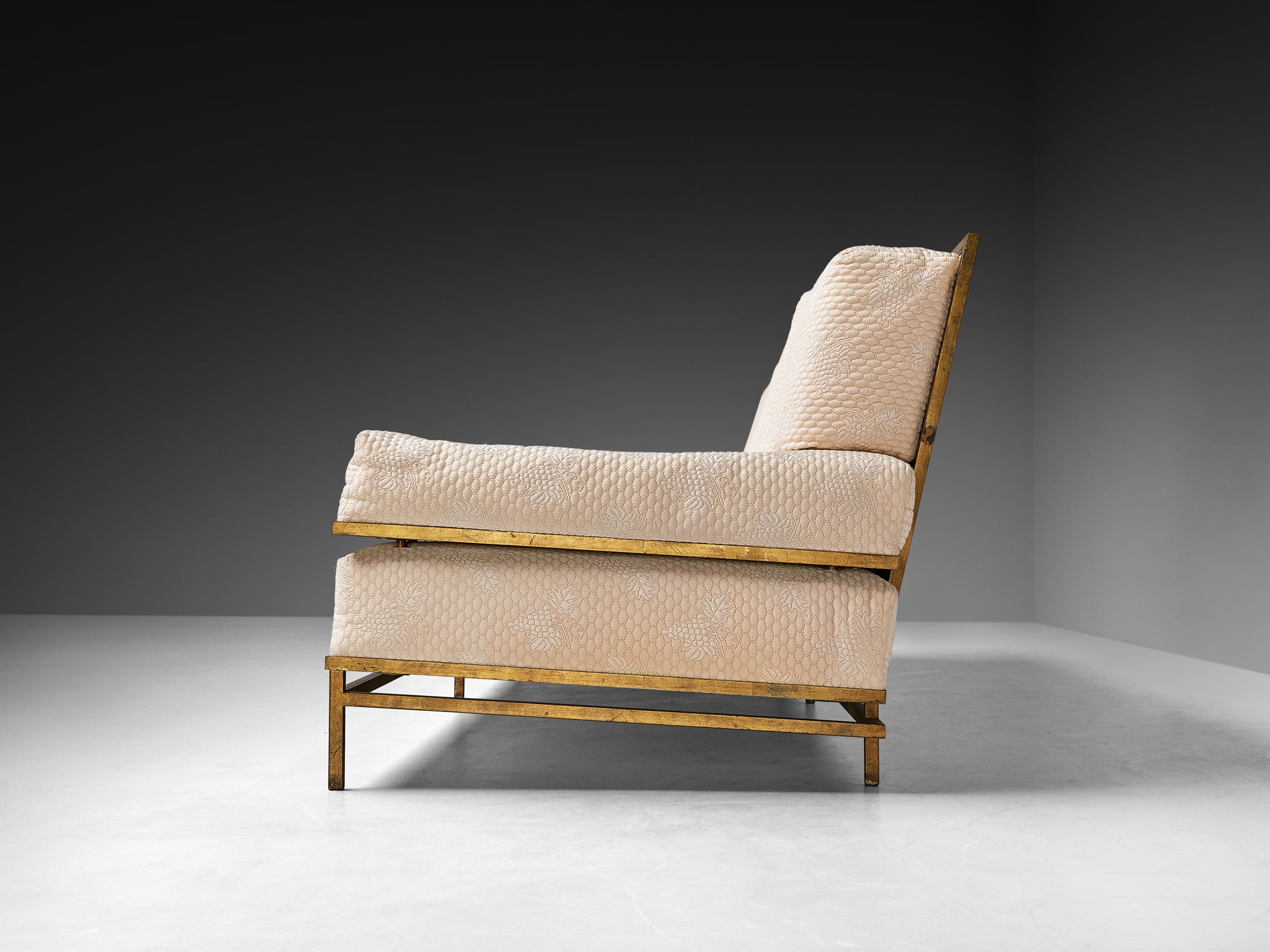 Robert Thibier Four Seat Sofa with Gold Painted Metal Frame Seating Morentz