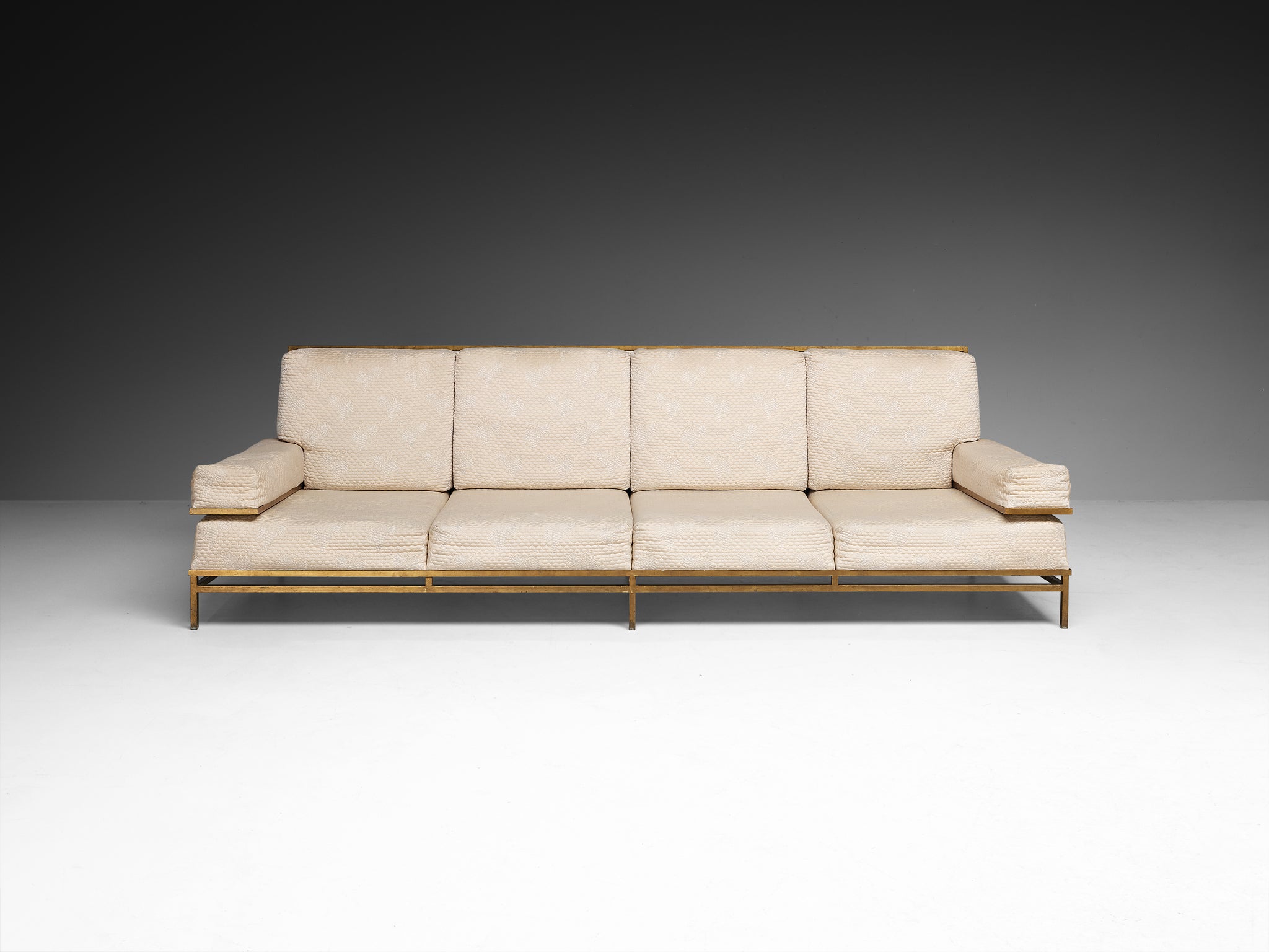 Robert Thibier Four Seat Sofa with Gold Painted Metal Frame Seating Morentz