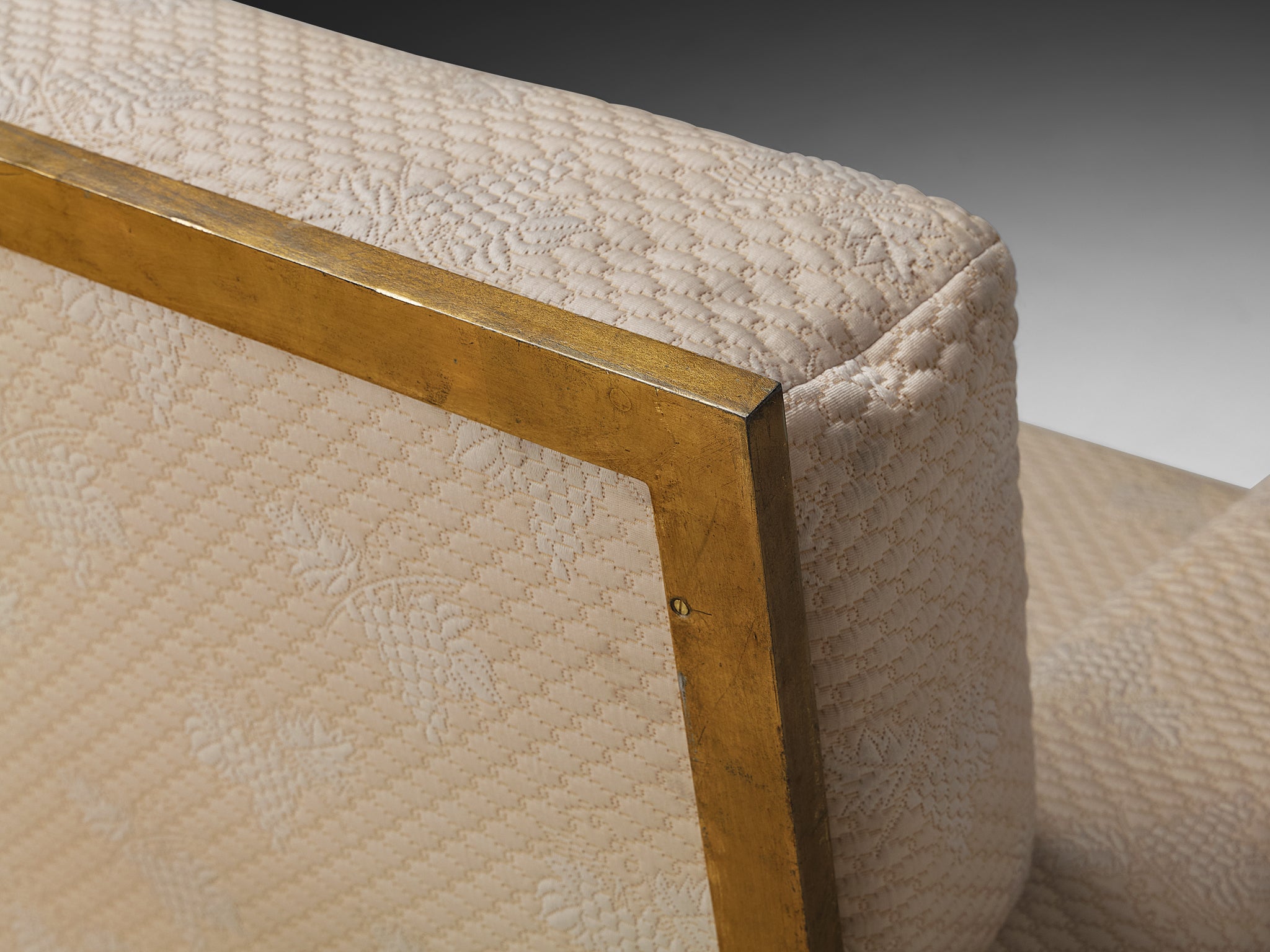 Robert Thibier Four Seat Sofa with Gold Painted Metal Frame Seating Morentz