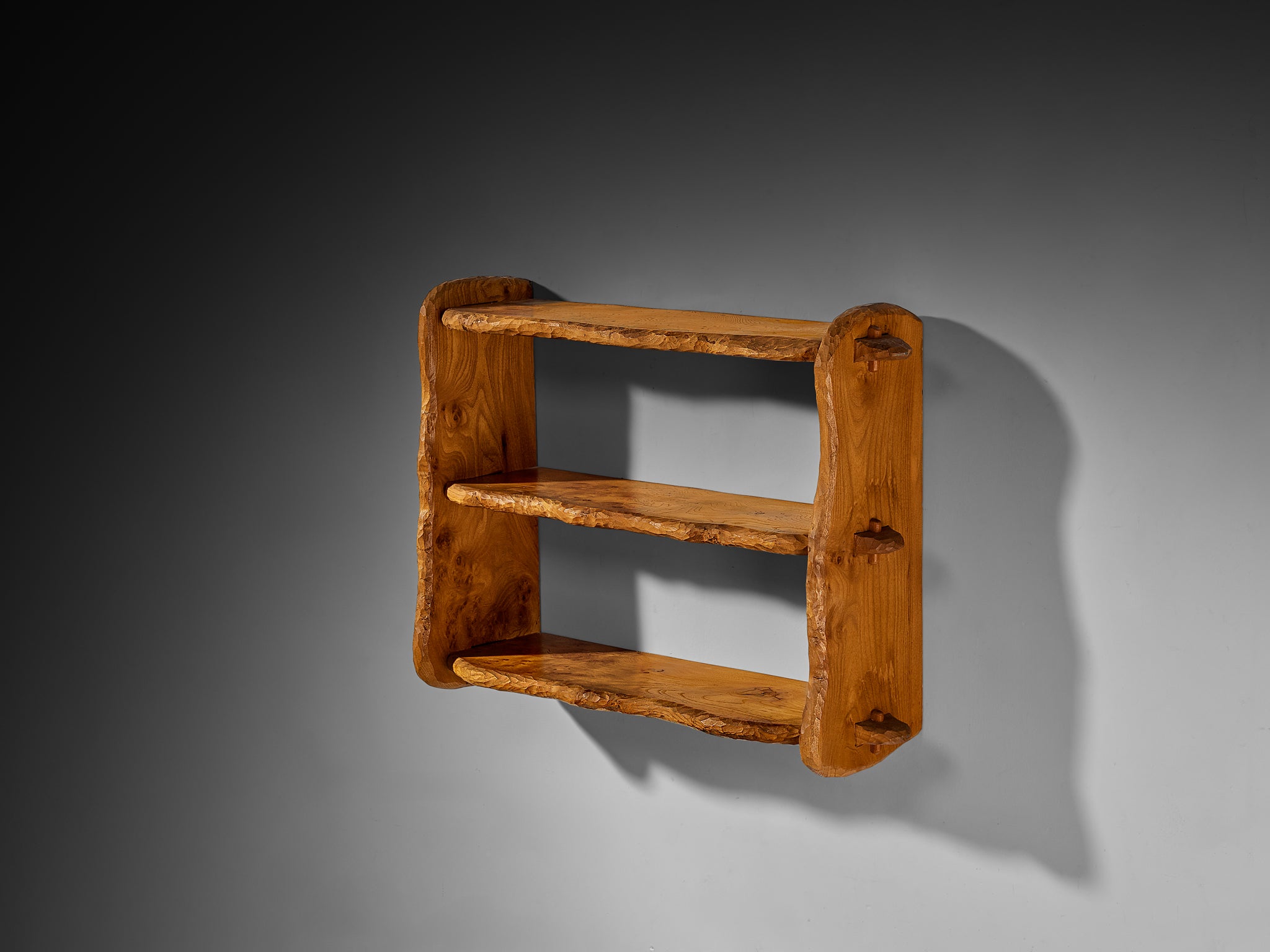 Charles Flandre Naturalistic Wall Mounted Shelf in Elm Case pieces and storage cabinets Morentz