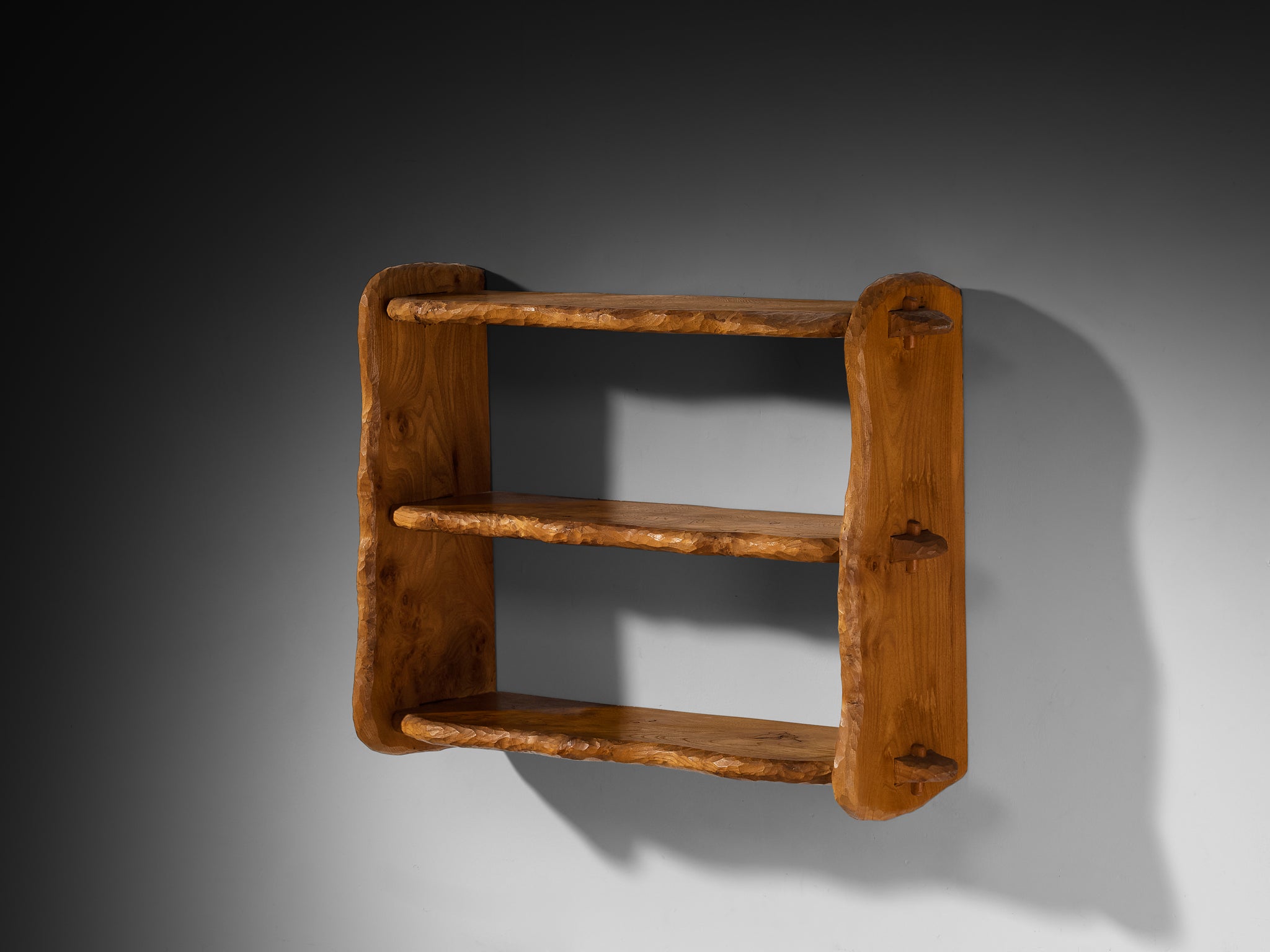 Charles Flandre Naturalistic Wall Mounted Shelf in Elm Case pieces and storage cabinets Morentz