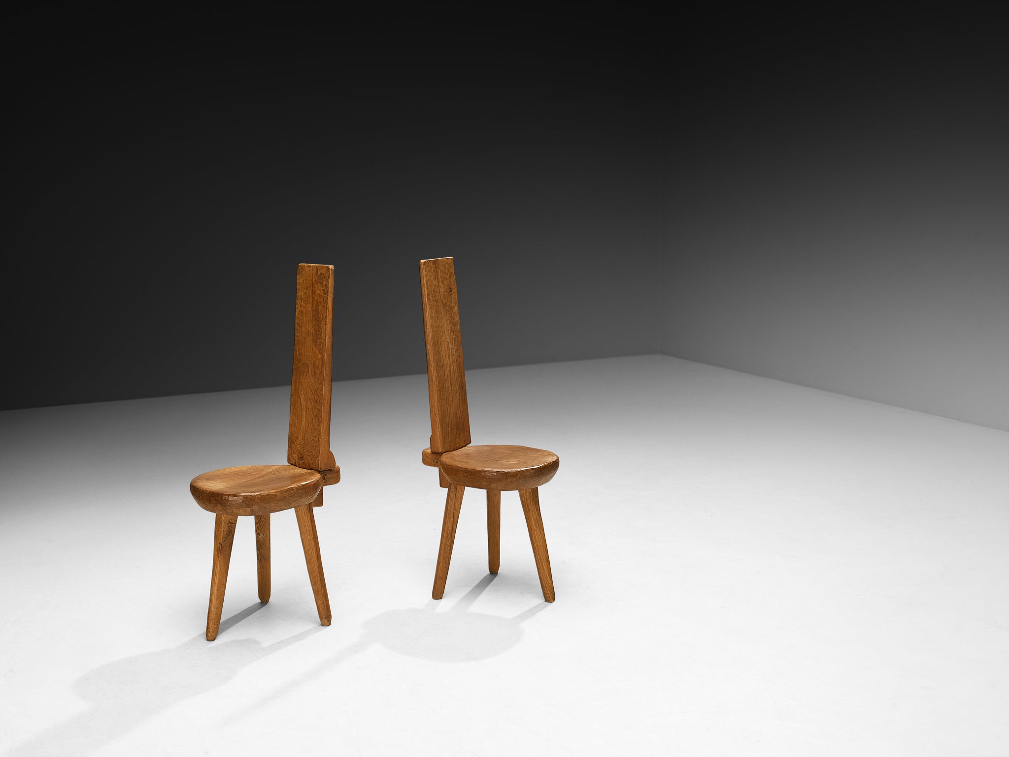 Charles Flandre Set of Six Naturalistic Chairs in Elm Seating Morentz