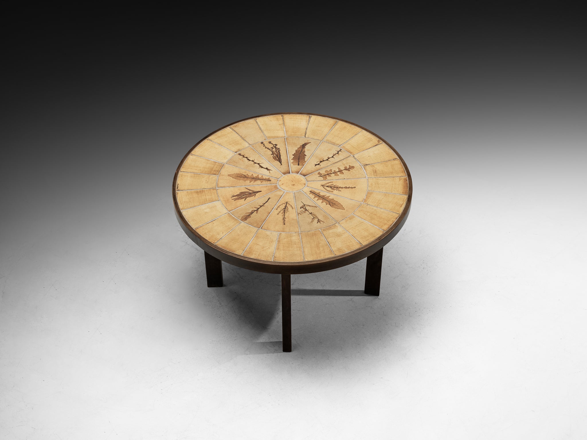 Roger Capron Dining Table with Floral Imprints in Ceramic and Wood Tables Morentz