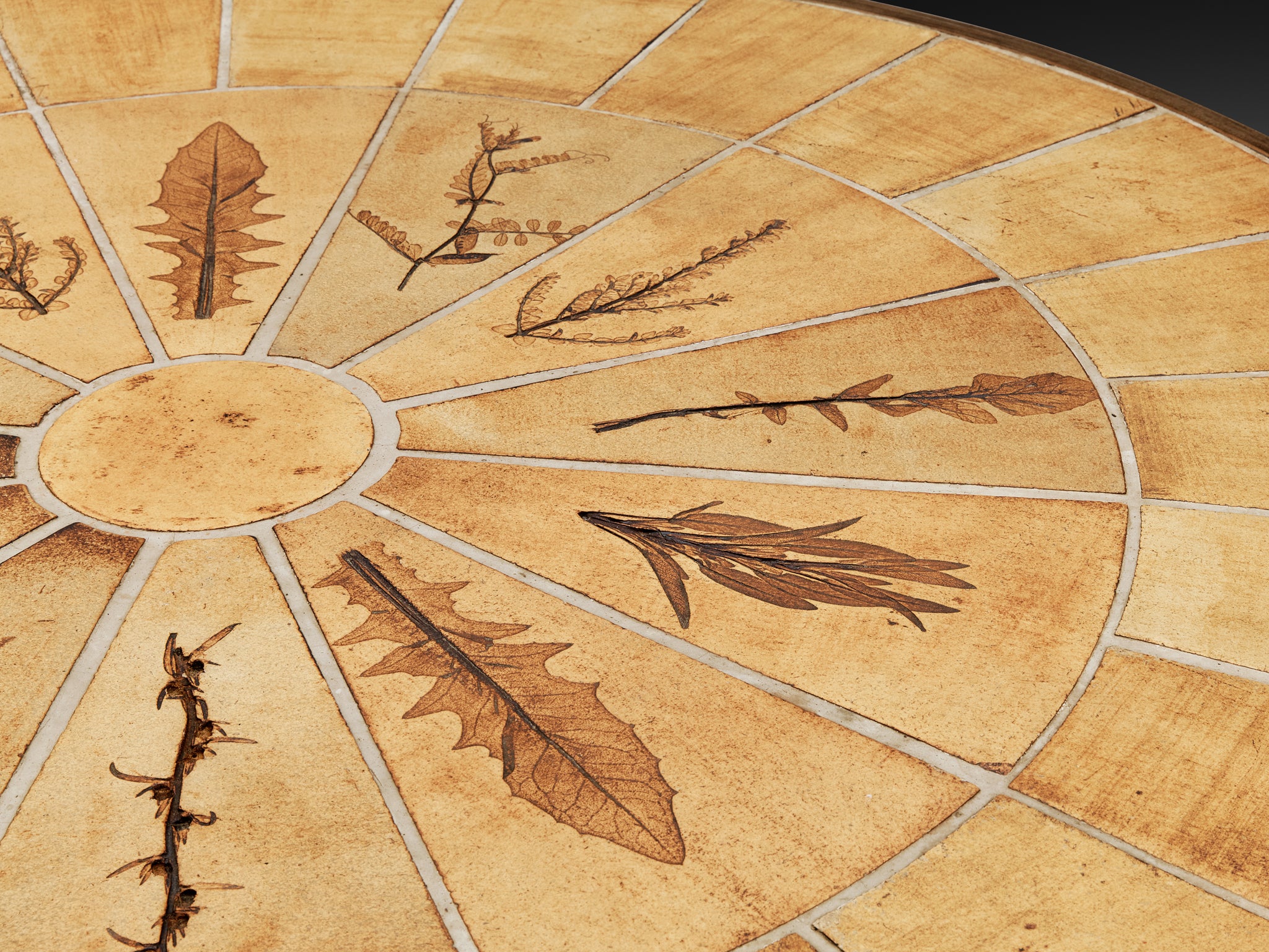 Roger Capron Dining Table with Floral Imprints in Ceramic and Wood Tables Morentz