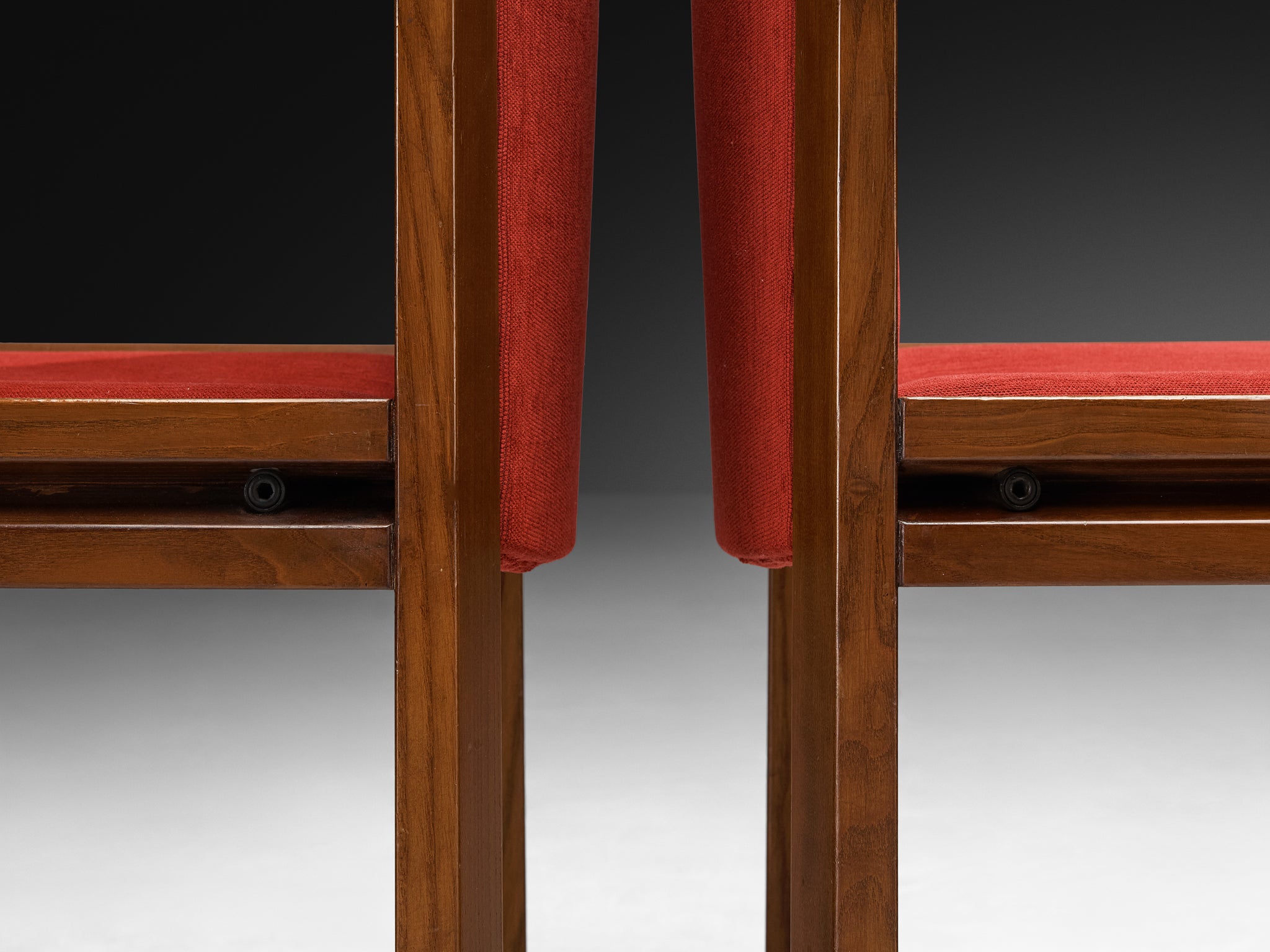 Joe Colombo for Pozzi Set of Eight '300' Dining Chairs in Red Upholstery Seating Morentz