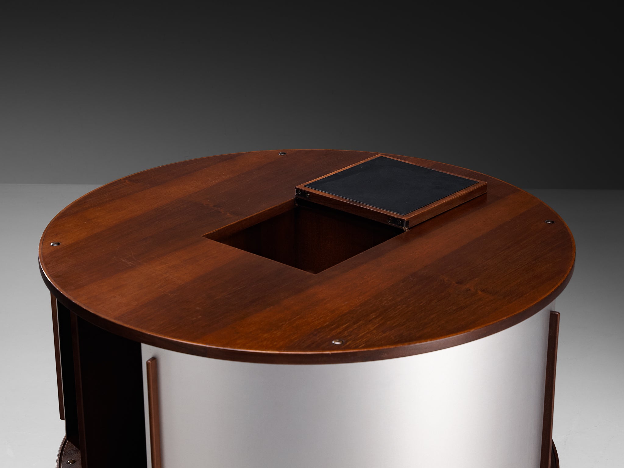 Joe Colombo for Bernini 'Combi Center' Mobile Storage Unit in Walnut and Aluminum