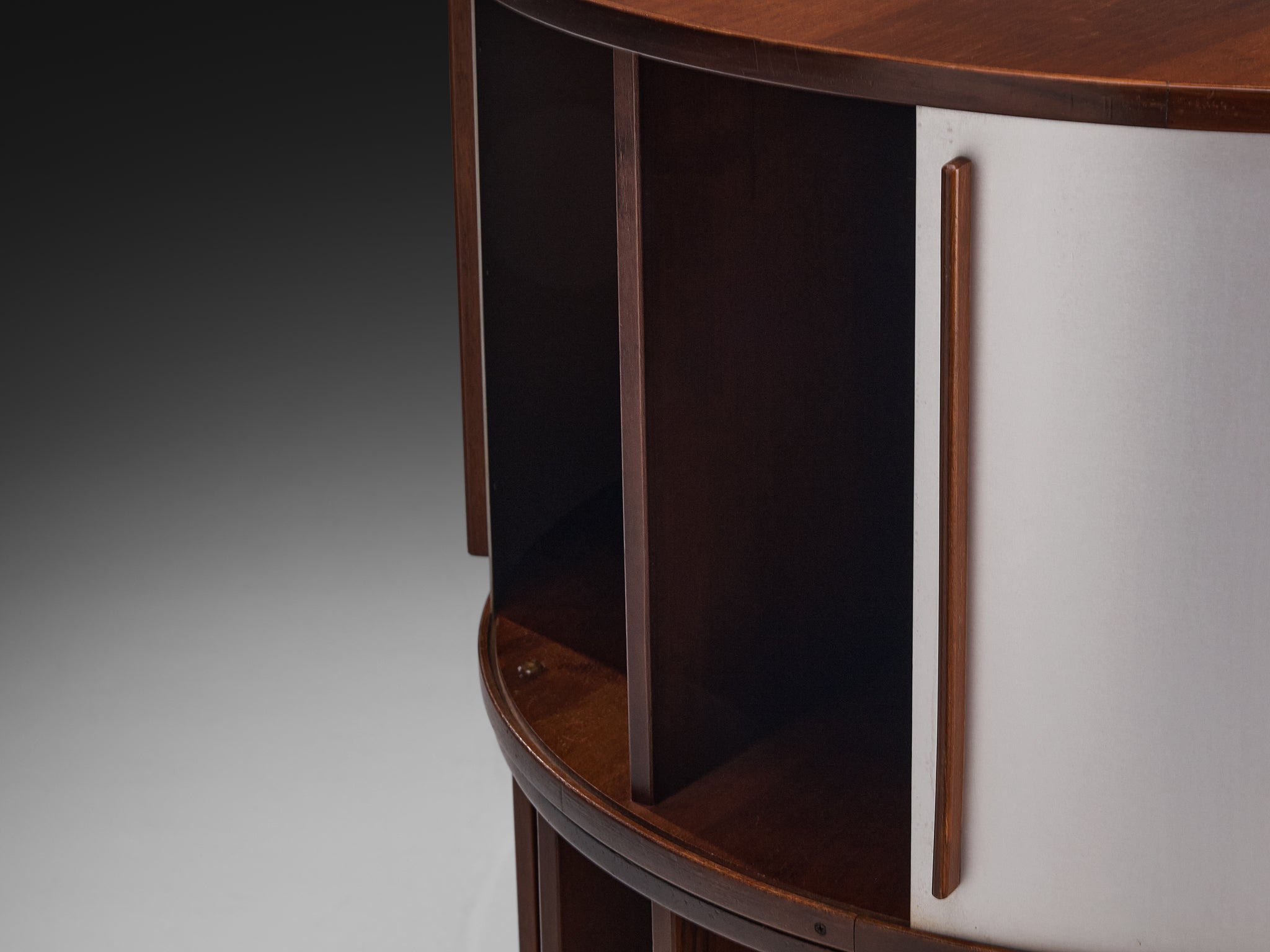 Joe Colombo for Bernini 'Combi Center' Mobile Storage Unit in Walnut and Aluminum