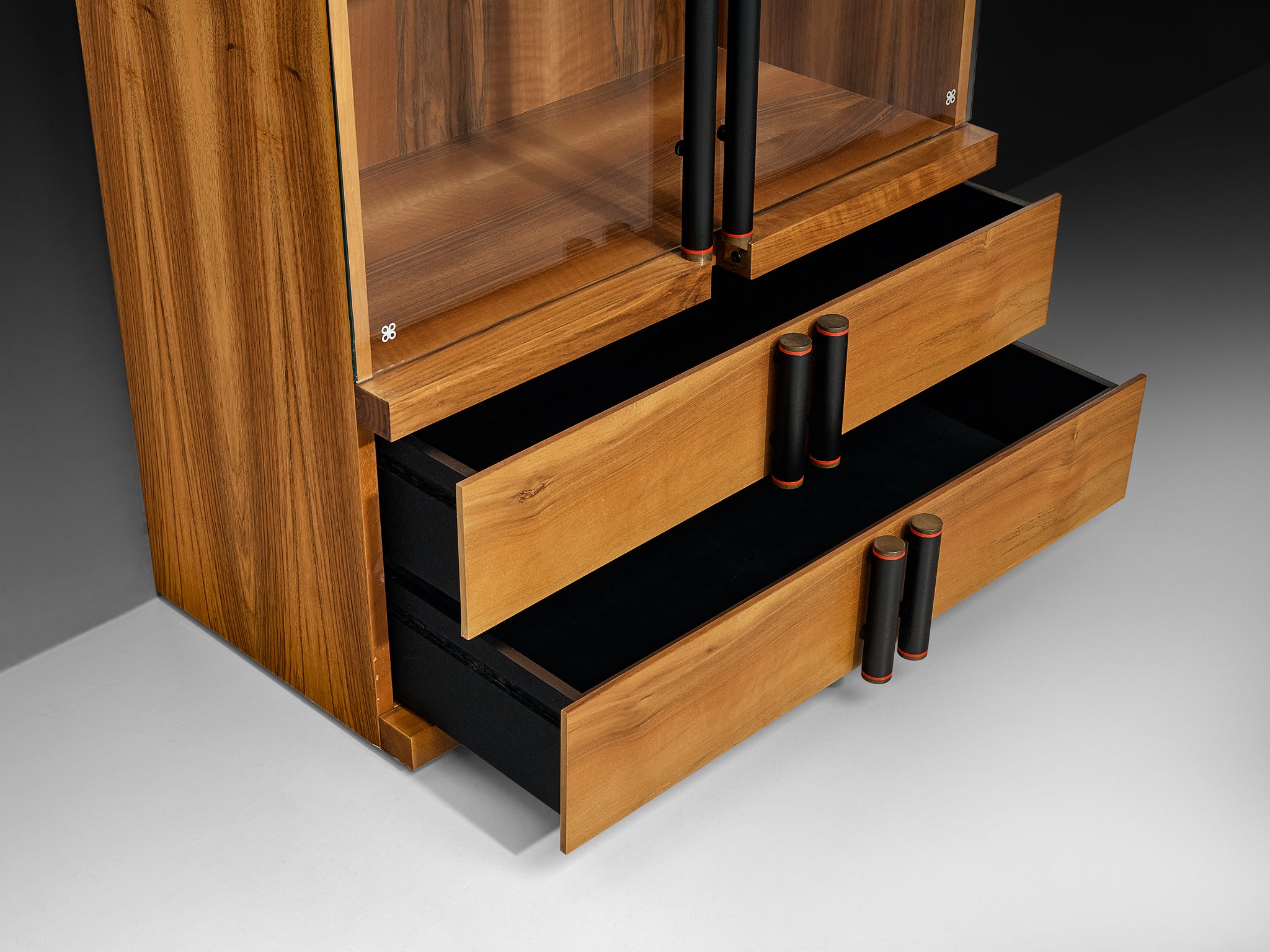 Bernini Italian Bookcases in Walnut and Glass Case pieces and storage cabinets Morentz