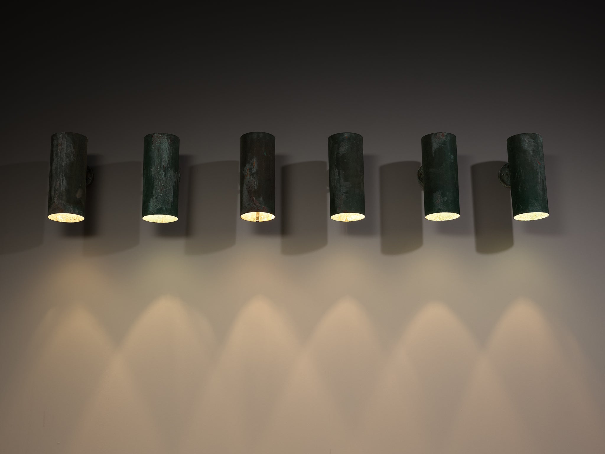 Hans-Agne Jakobsson ‘Rulle’ Wall Lights in Patinated Copper Lighting Morentz