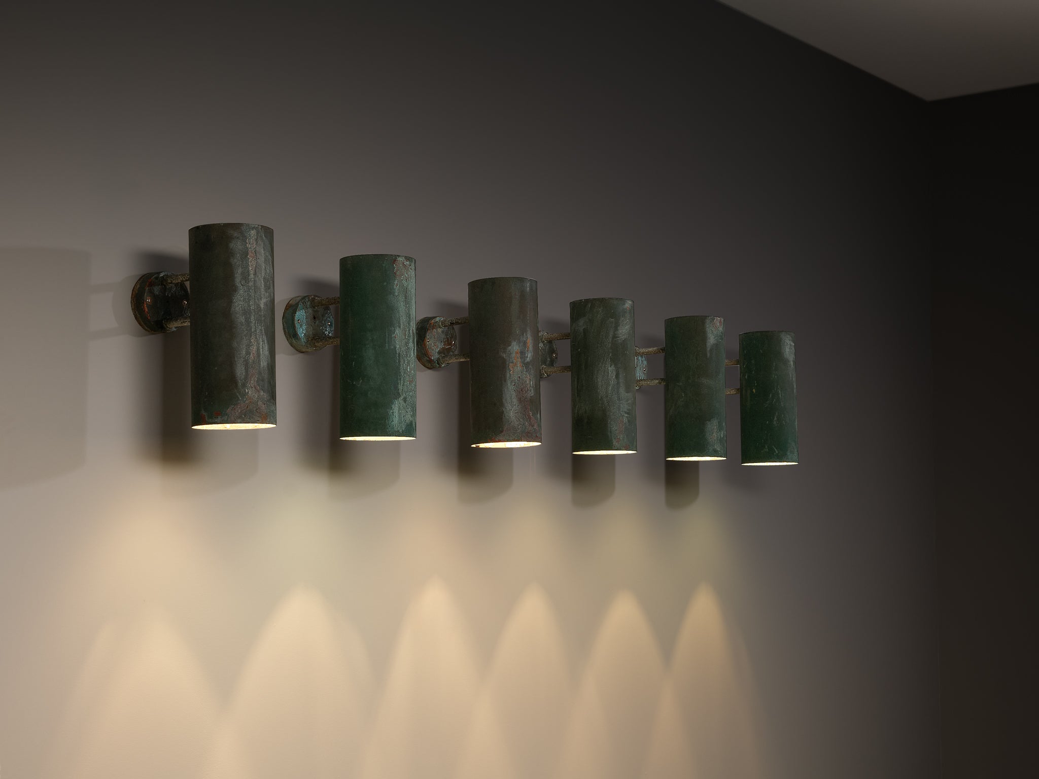 Hans-Agne Jakobsson ‘Rulle’ Wall Lights in Patinated Copper Lighting Morentz