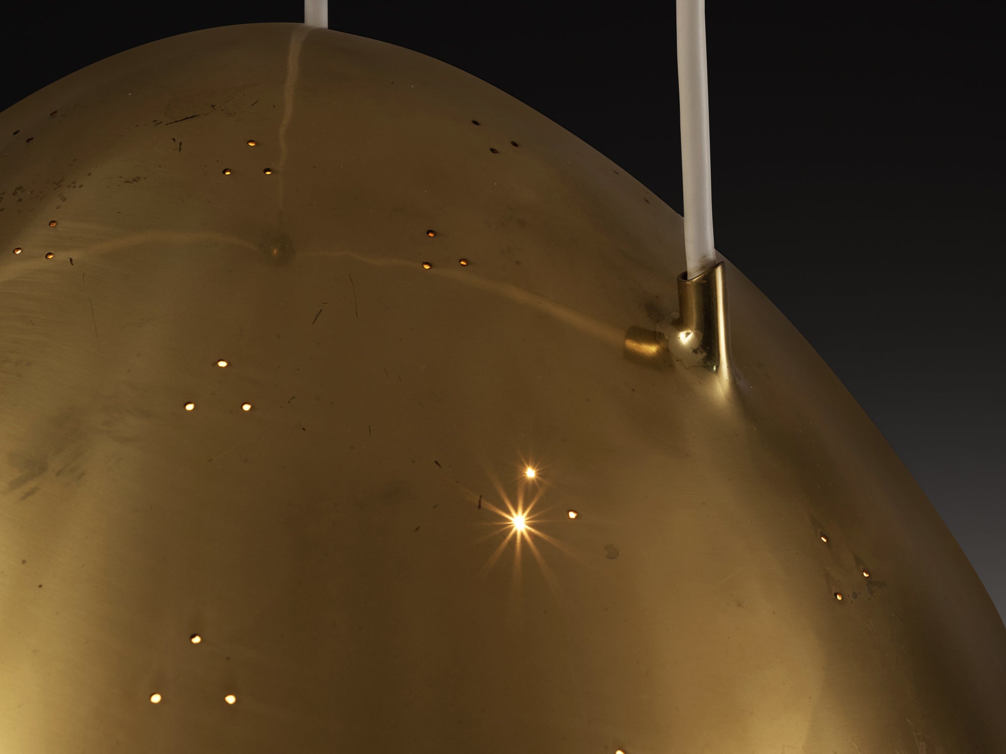 Paavo Tynell for Taito Pendant Lamp Model '1959' in Perforated Brass Lighting Morentz