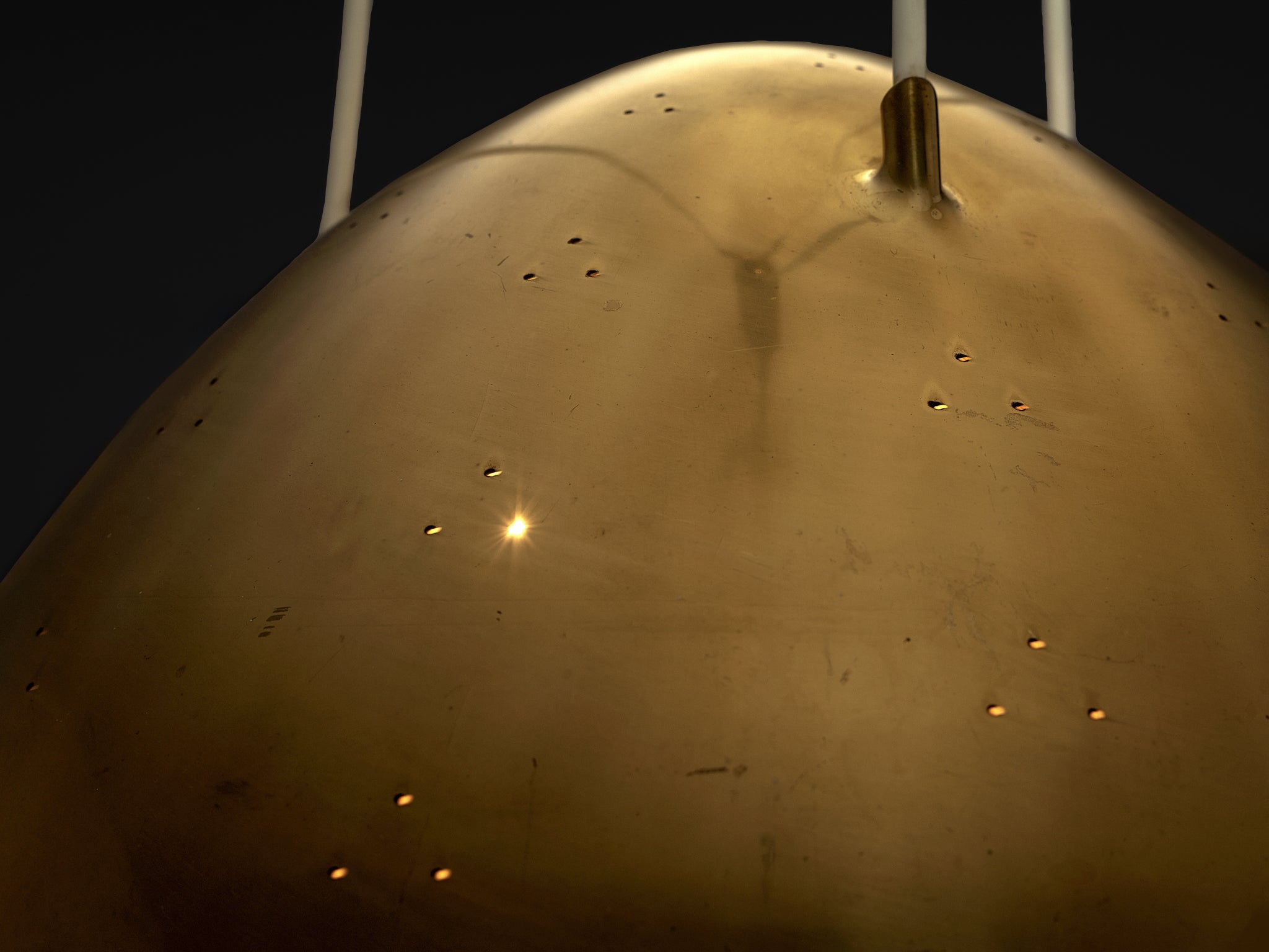 Paavo Tynell for Taito Pendant Lamp Model '1959' in Perforated Brass Lighting Morentz