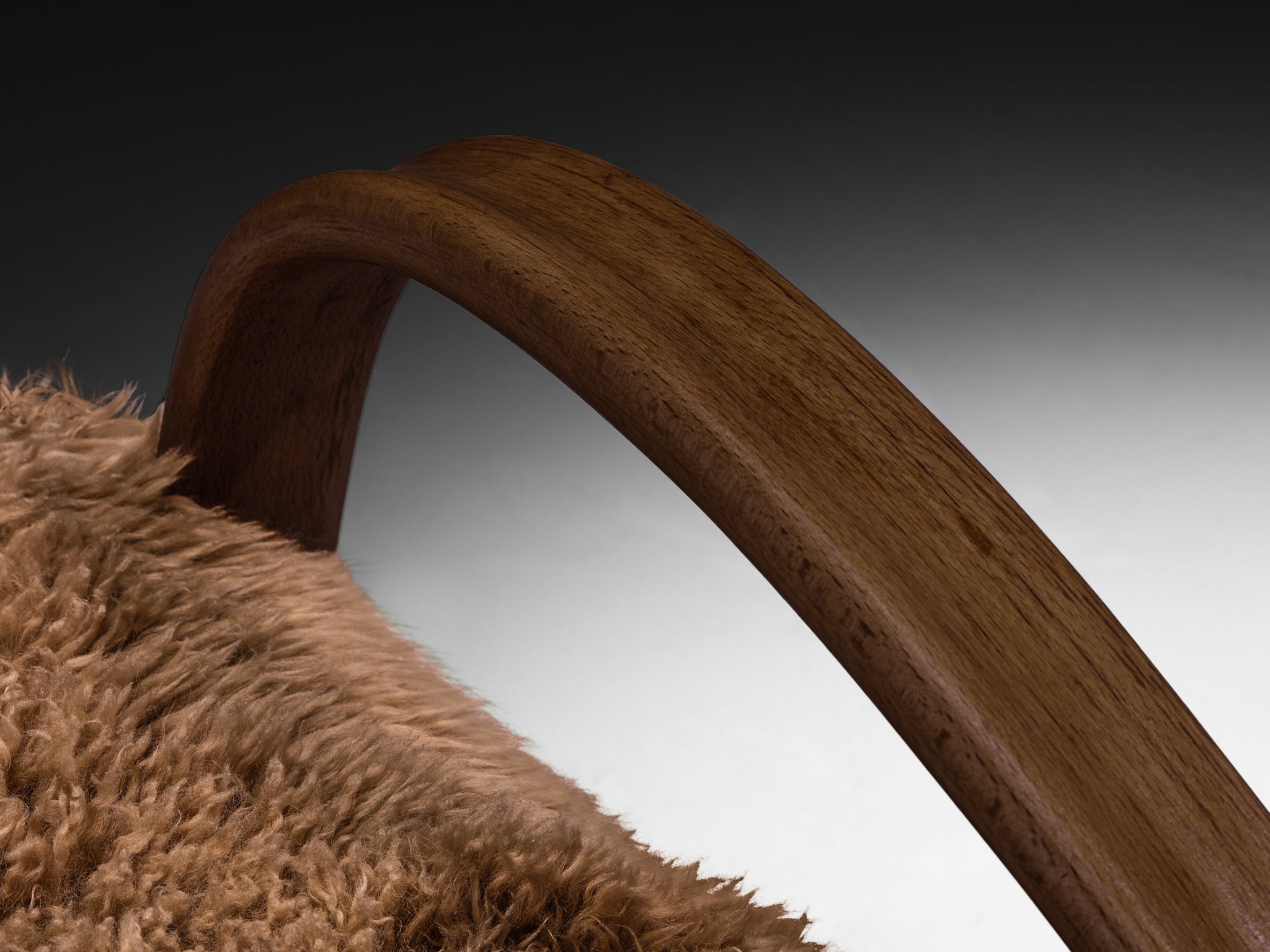 Jindřich Halabala Lounge Chairs in Brown Tibetan Lambswool Seating Morentz