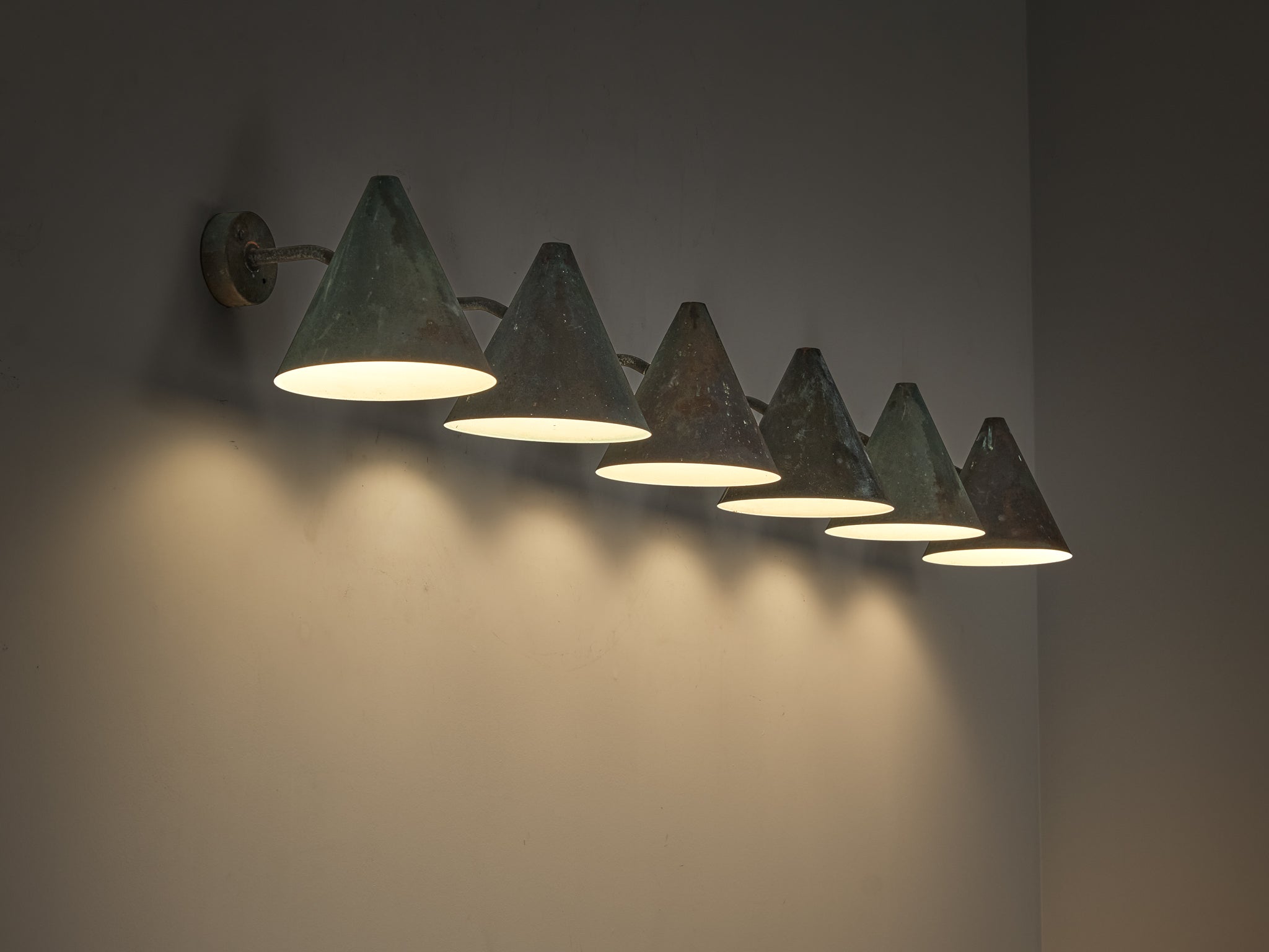 Hans-Agne Jakobsson 'Tratten' Wall Lights in Patinated Copper Lighting Morentz