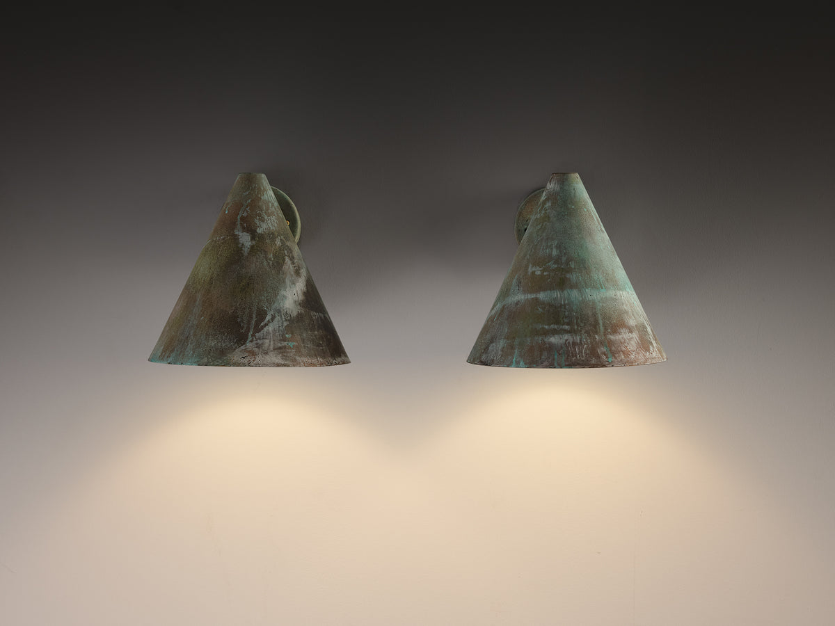 Hans-Agne Jakobsson 'Tratten' Wall Lights in Patinated Copper Lighting Morentz