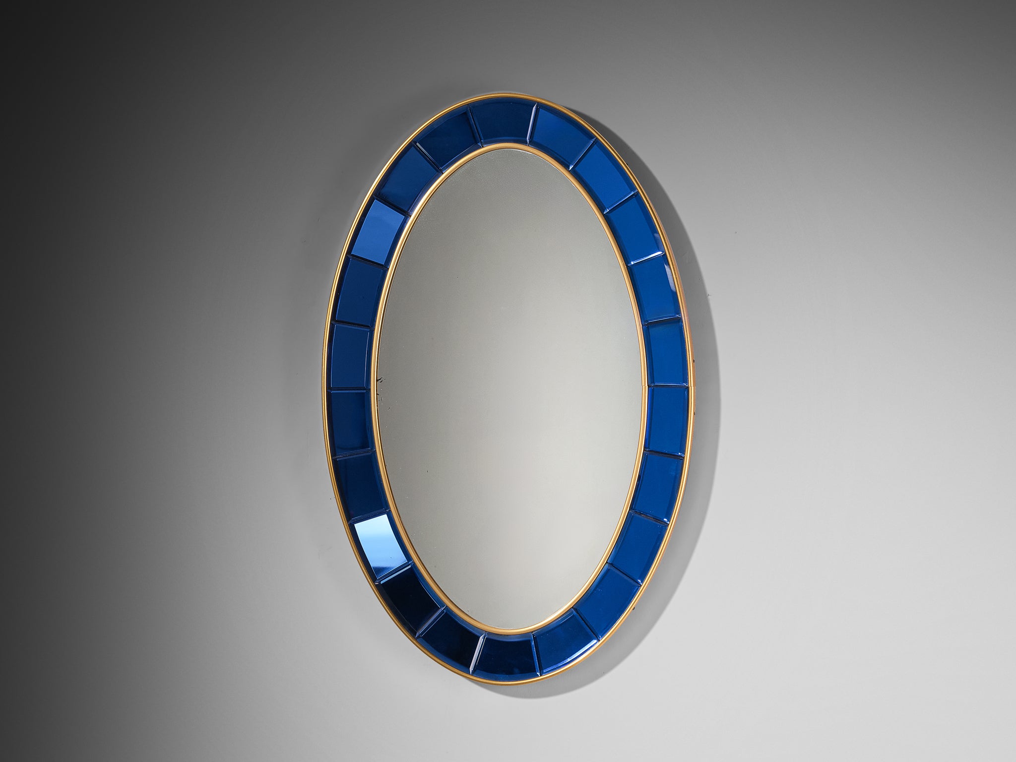 Cristal Art Italian Wall Mirror in Faceted Blue Glass Mirrors Morentz