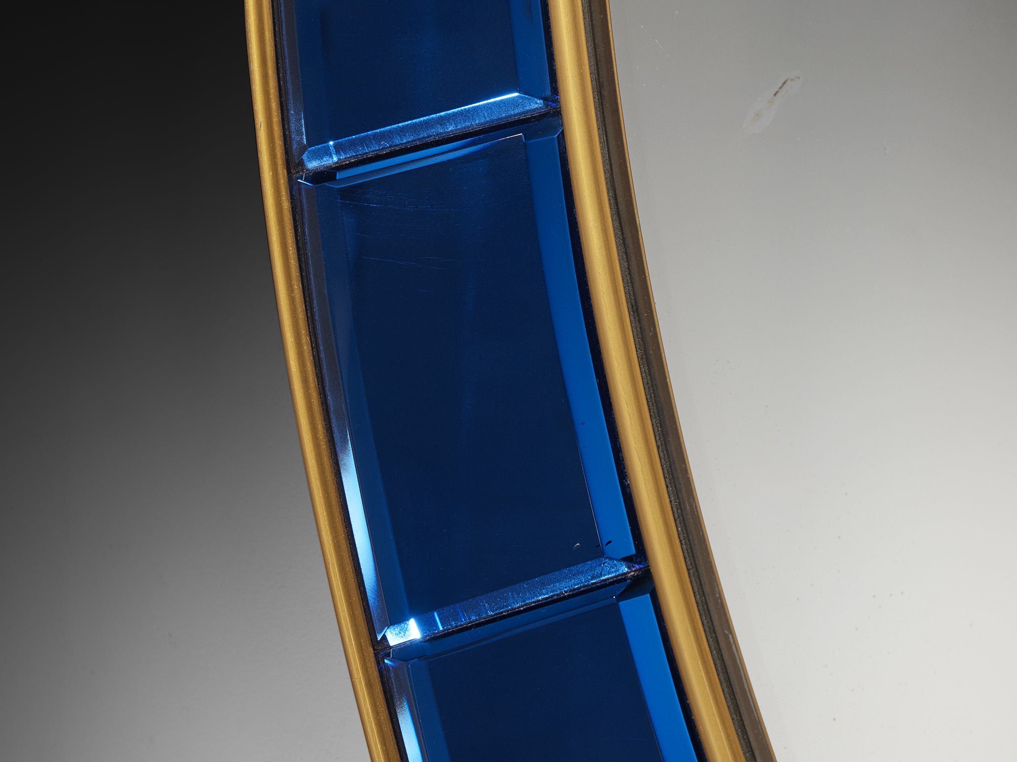 Cristal Art Italian Wall Mirror in Faceted Blue Glass Mirrors Morentz