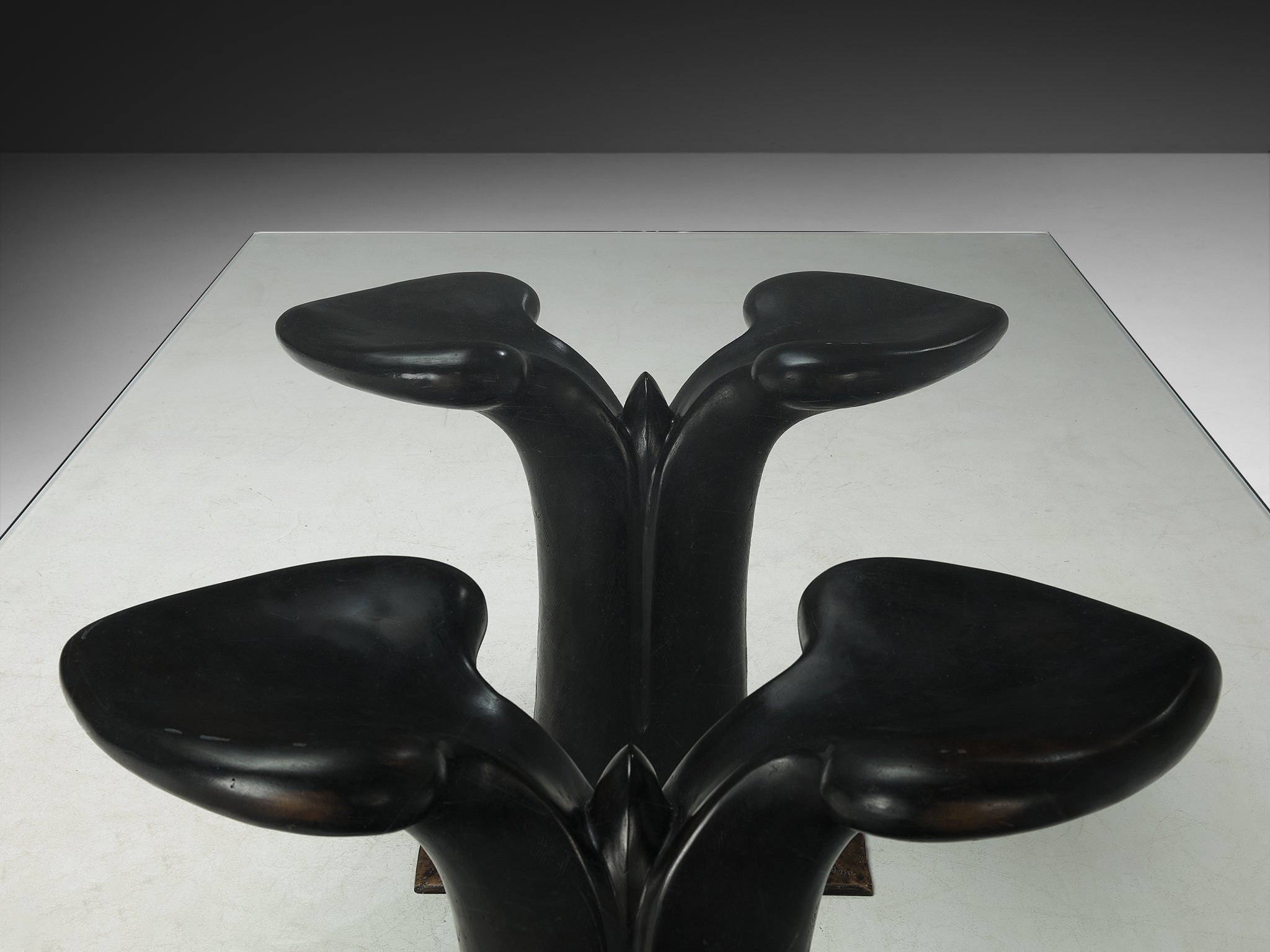 Huub & Adelheid Kortekaas Rare 'Kiem' Dining or Center Table in Sculpted Bronze Tables Morentz