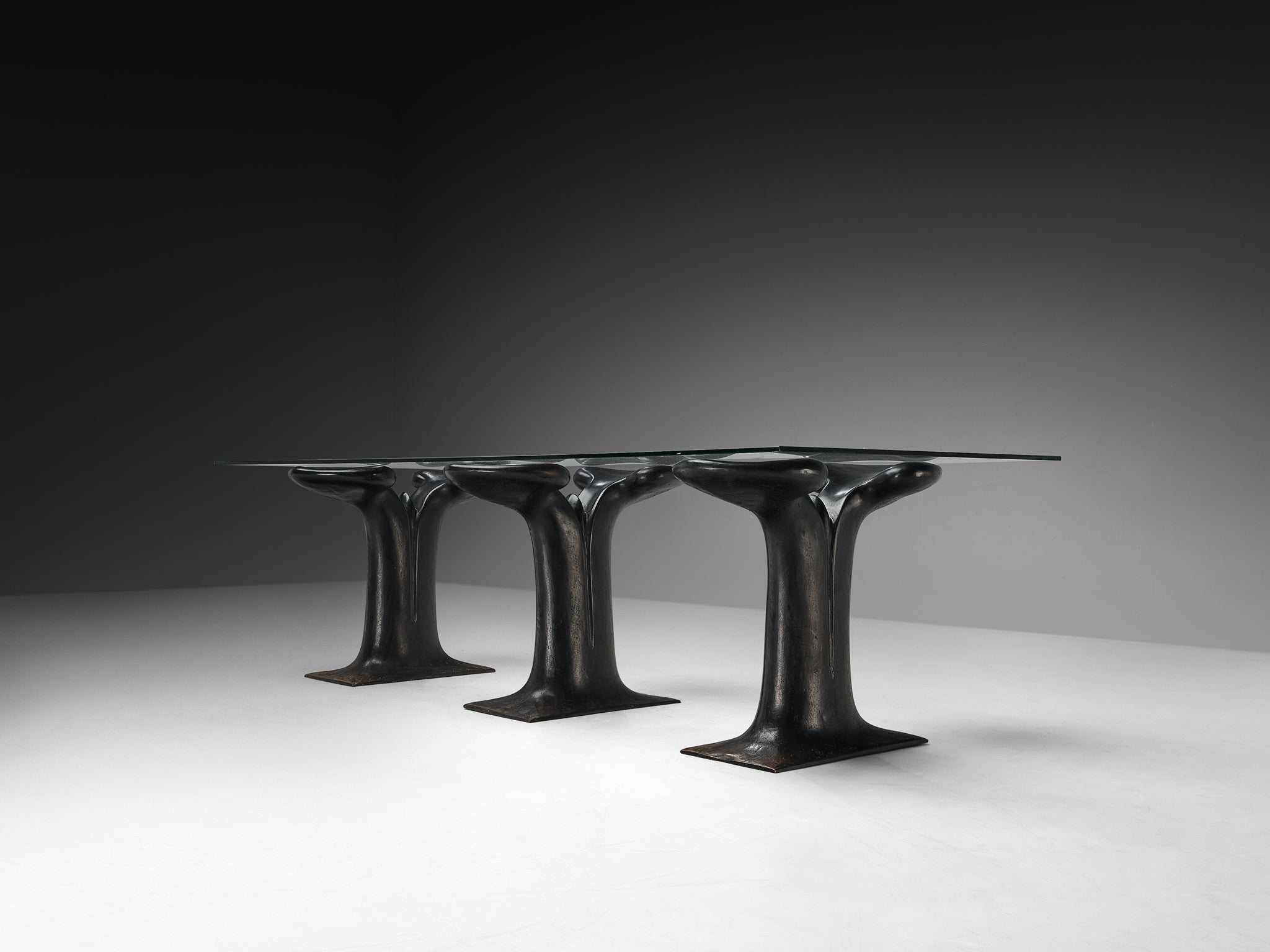 Huub & Adelheid Kortekaas Rare 'Kiem' Dining or Center Table in Sculpted Bronze Tables Morentz