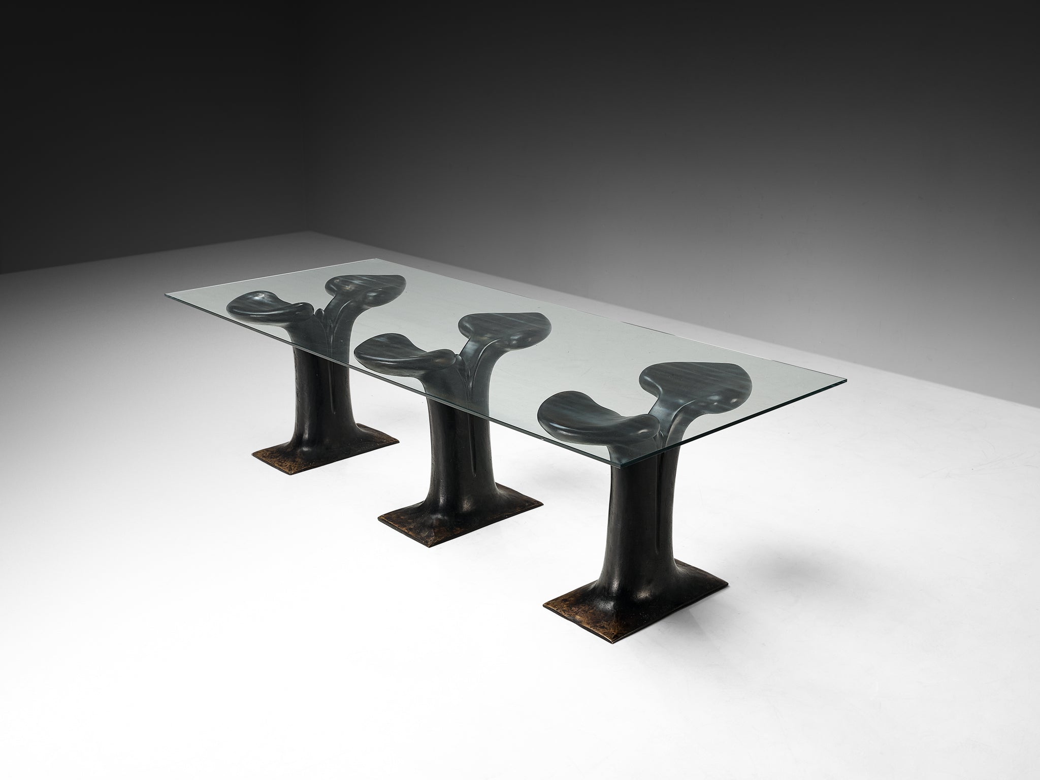 Huub & Adelheid Kortekaas Rare 'Kiem' Dining or Center Table in Sculpted Bronze