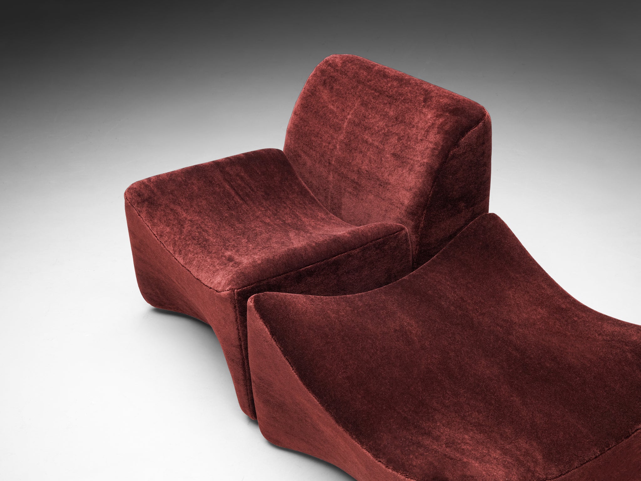 Fler 'Idler' Lounge Chairs with Ottoman in Teddy Mohair by Pierre Frey Seating Morentz