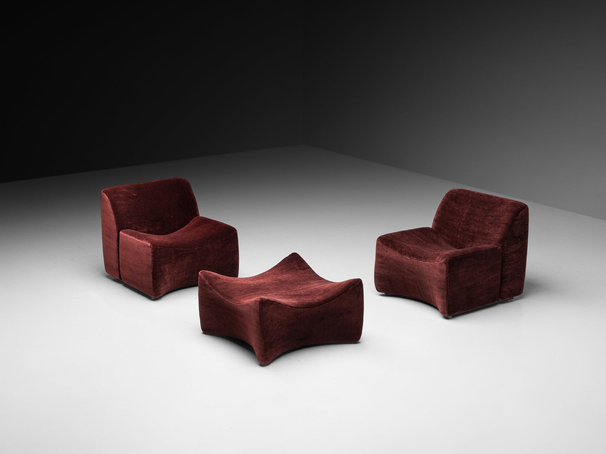 Fler 'Idler' Lounge Chairs with Ottoman in Teddy Mohair by Pierre Frey Seating Morentz