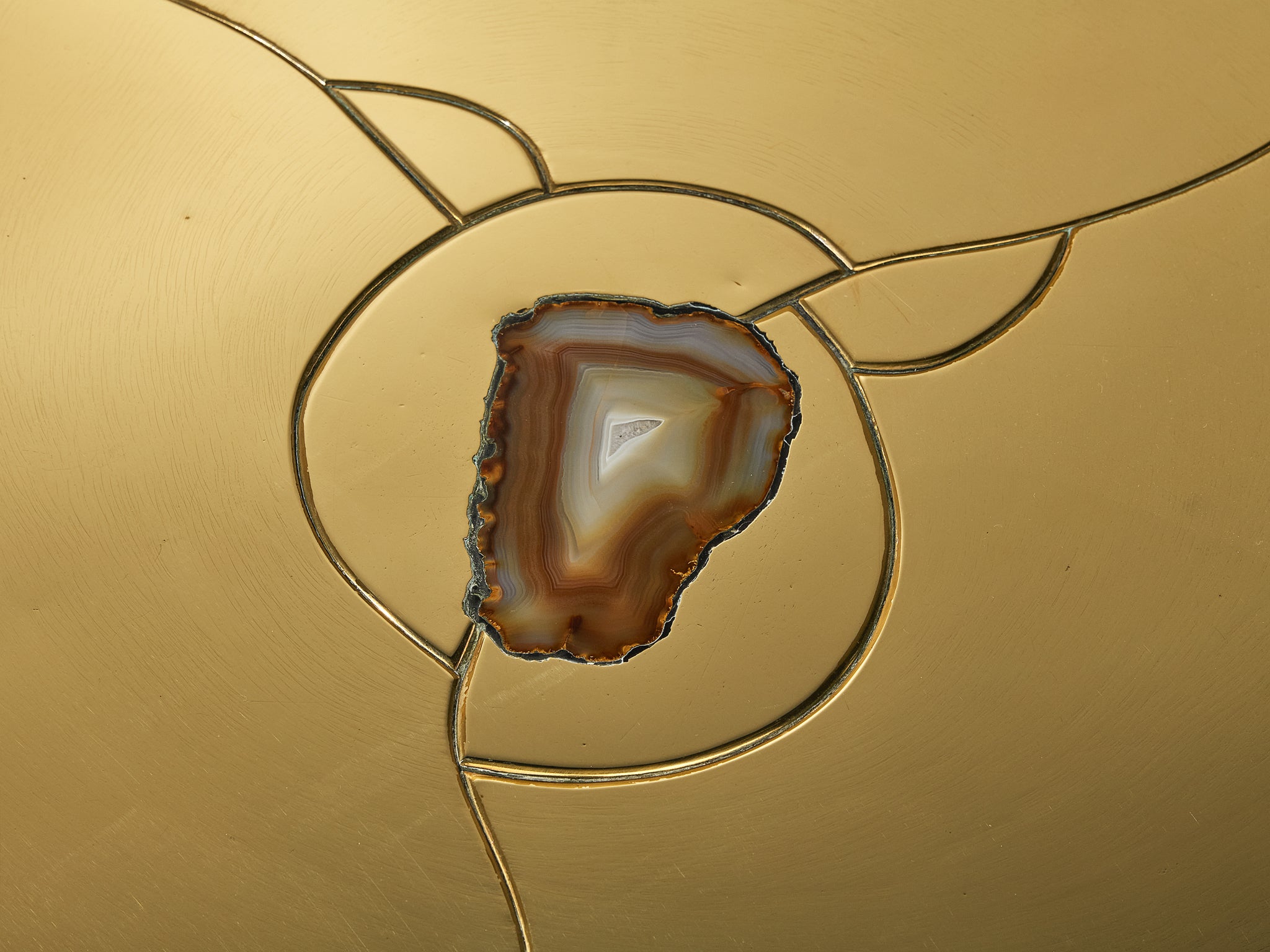 Jean Claude Dresse Coffee Table in Resin, Brass and Agate Tables Morentz