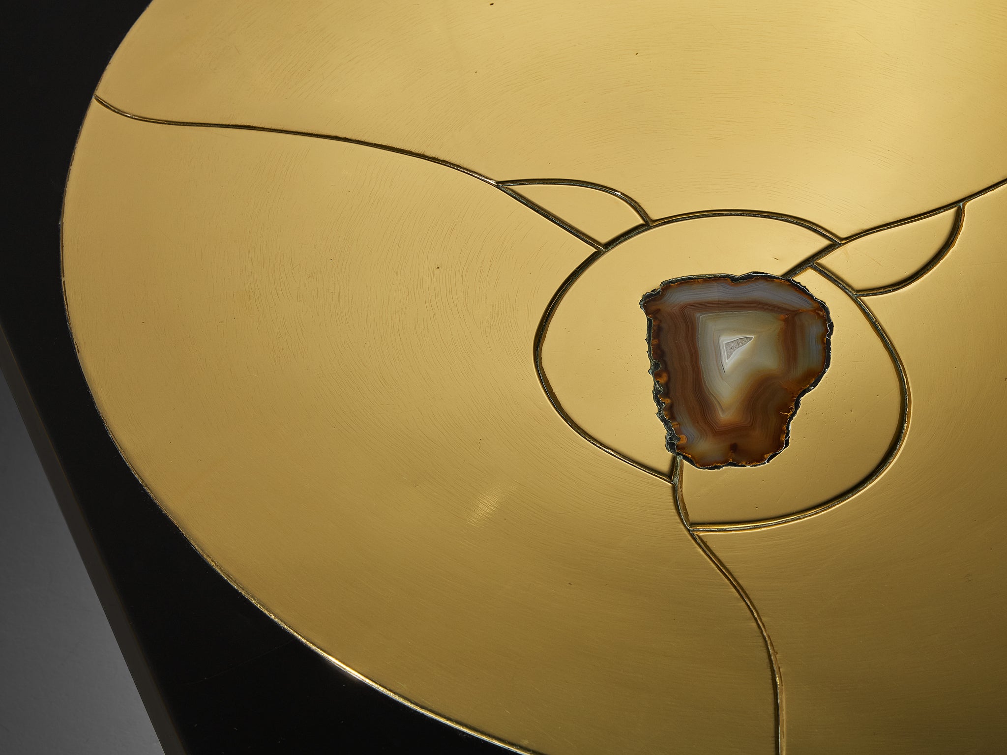 Jean Claude Dresse Coffee Table in Resin, Brass and Agate Tables Morentz