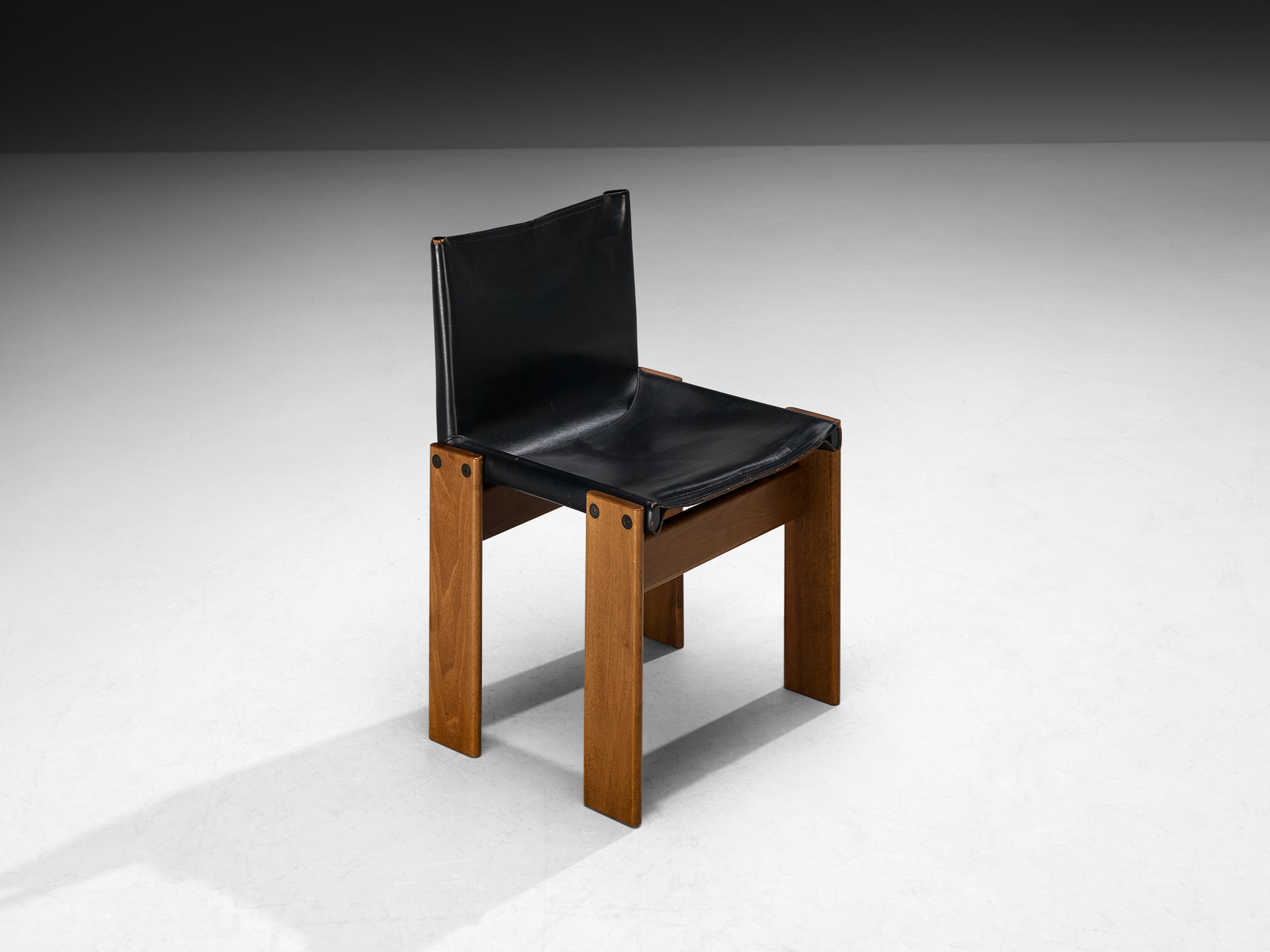 Afra & Tobia Scarpa for Molteni Set of Twelve 'Monk' Dining Chairs in Walnut and Leather Seating Morentz