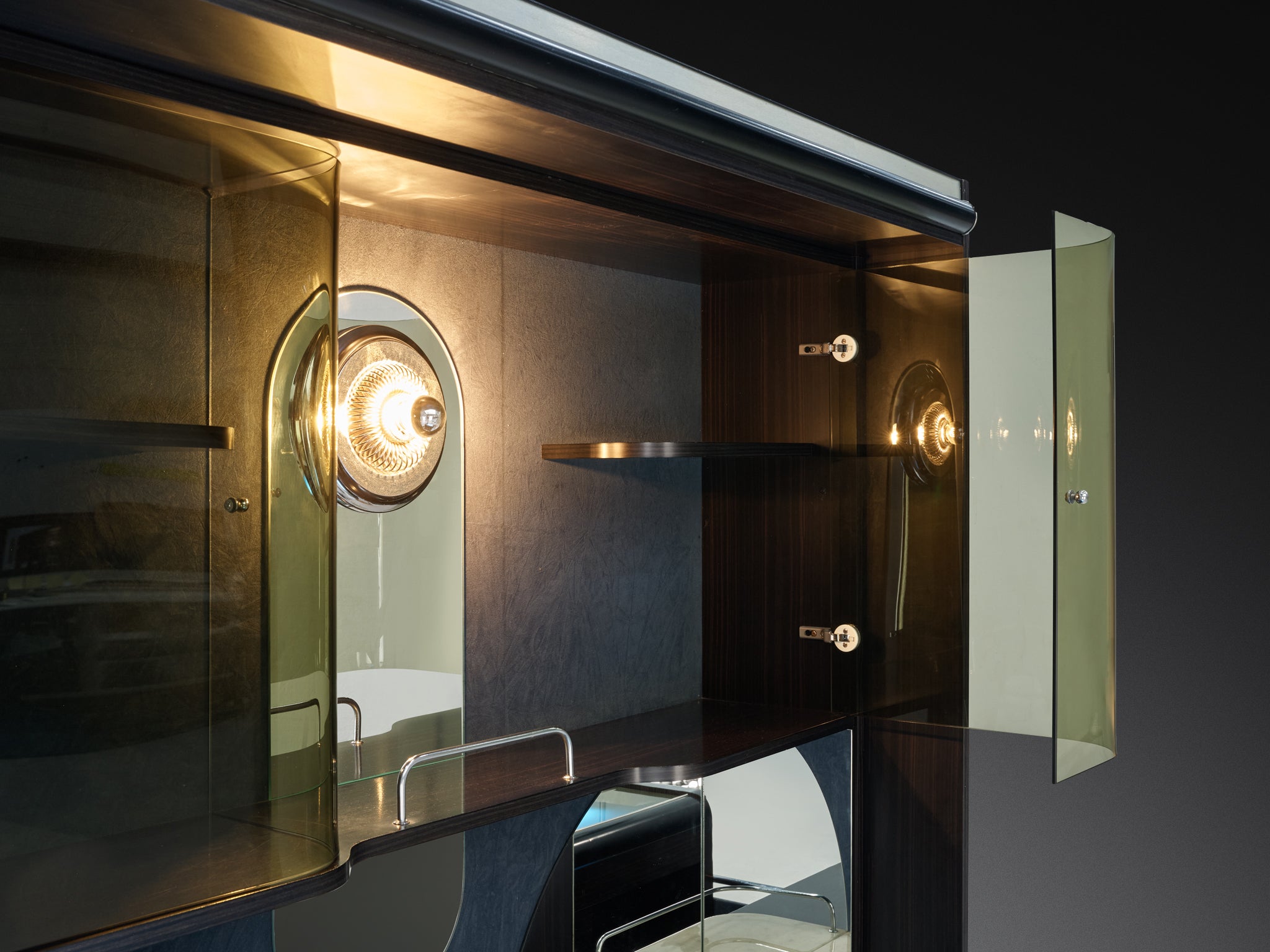 Post-Modern Italian Bar Unit with Cabinets and Bar Stools