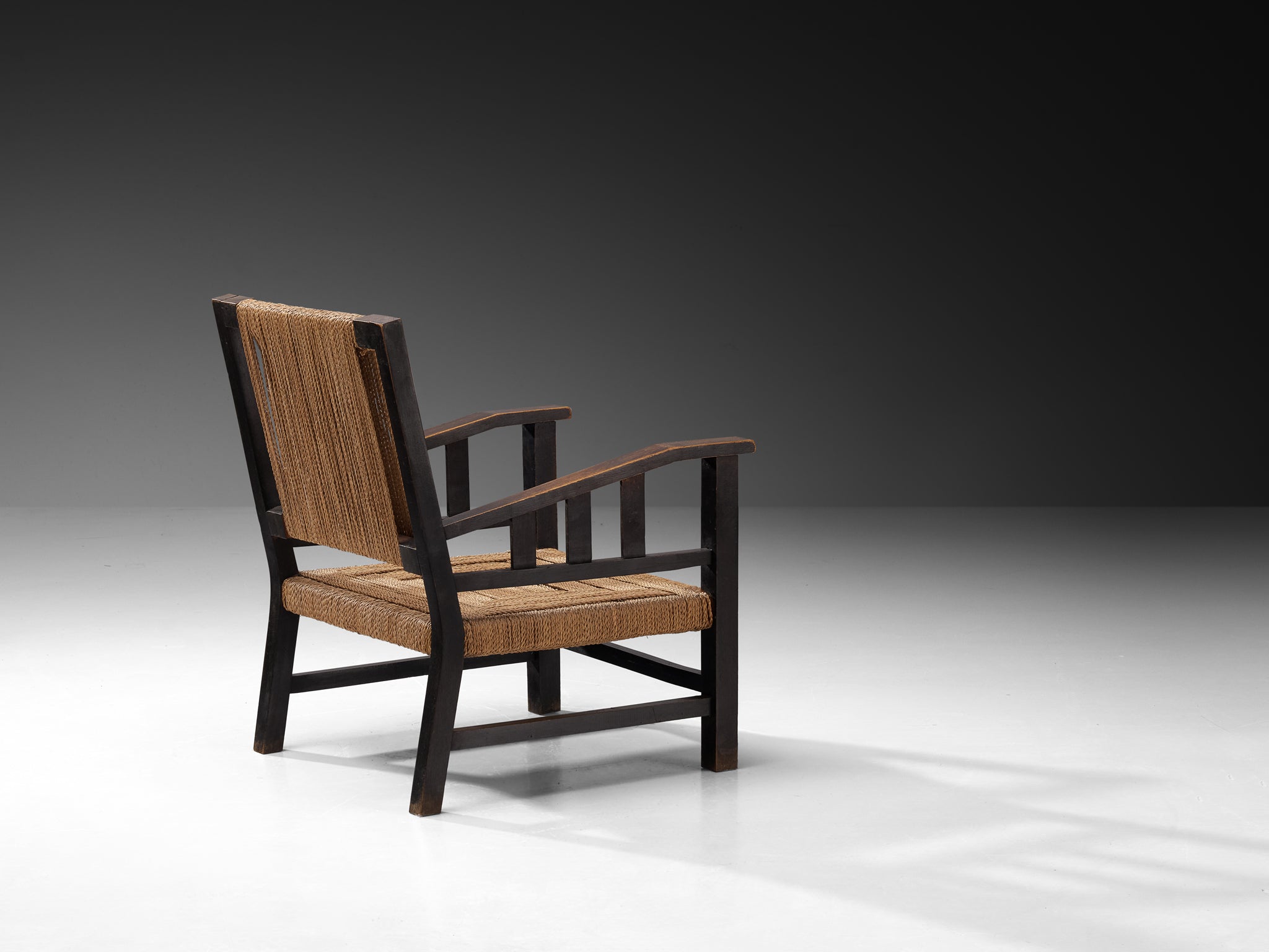 Francis Jourdain Lounge Chairs in Woven Rush and Wood Seating Morentz