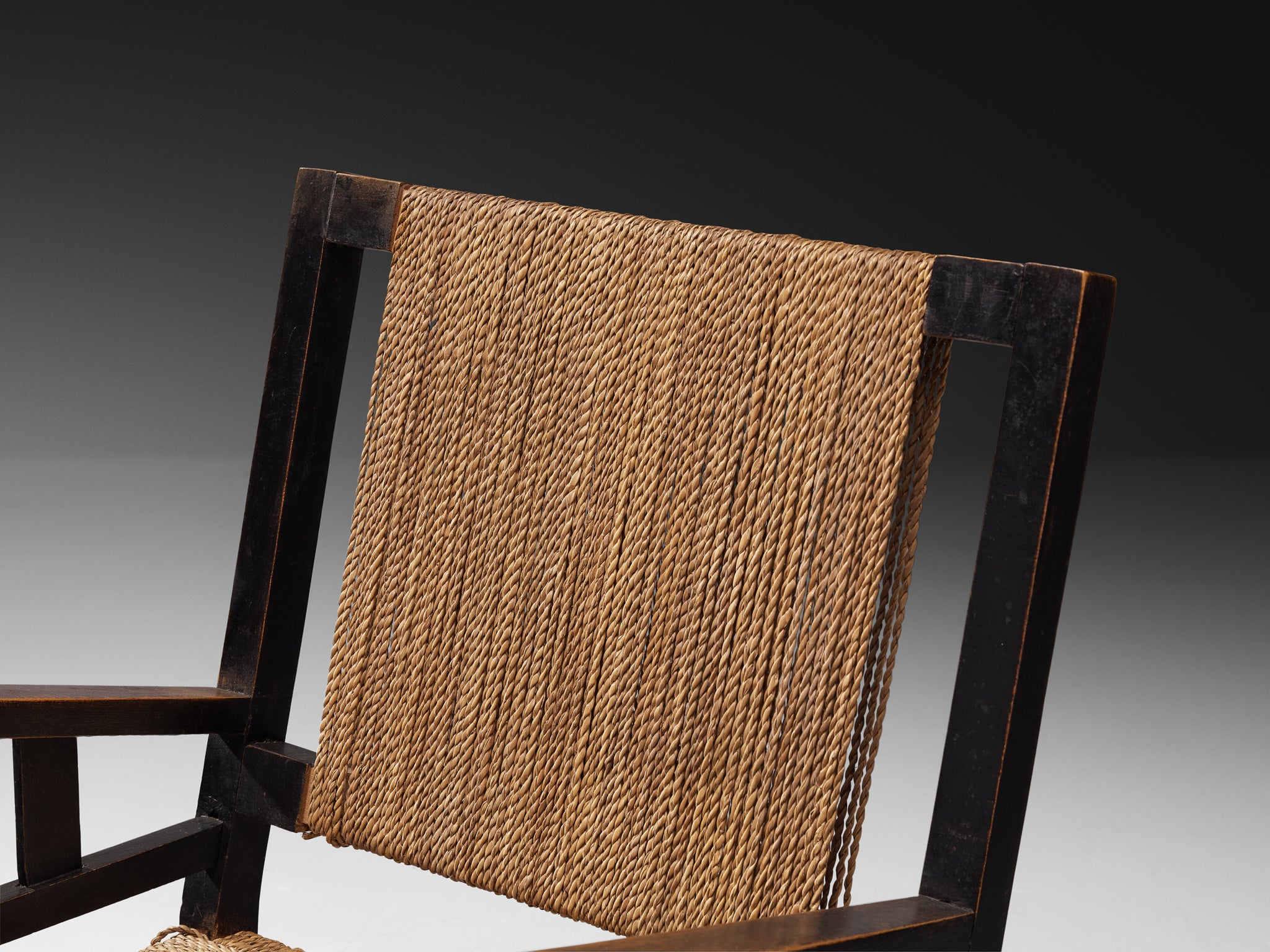 Francis Jourdain Lounge Chairs in Woven Rush and Wood Seating Morentz