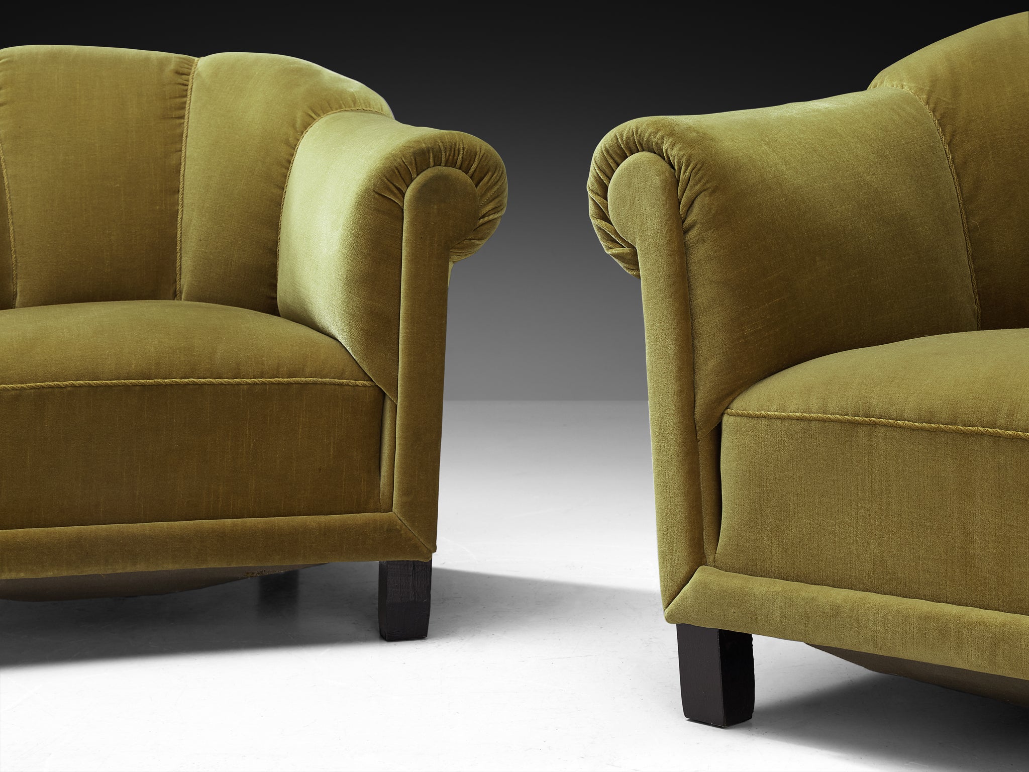 Mid-Century Lounge Chairs in Green Velvet Seating Morentz
