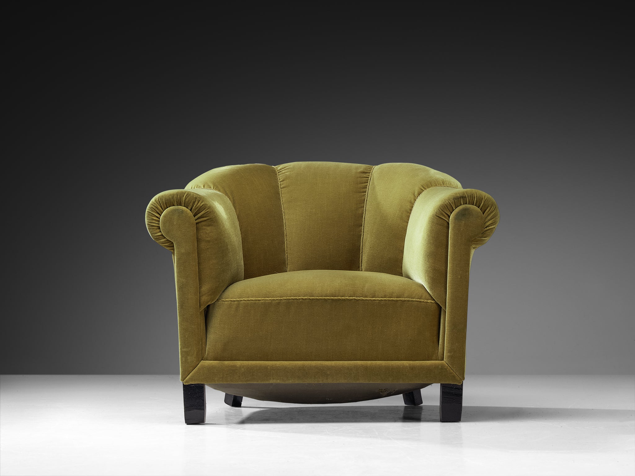 Pair of Mid-Century Lounge Chairs in Green Velvet Seating Morentz