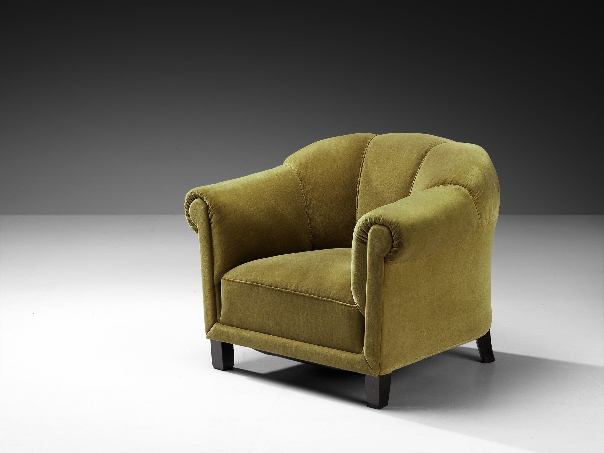 Pair of Mid-Century Lounge Chairs in Green Velvet Seating Morentz