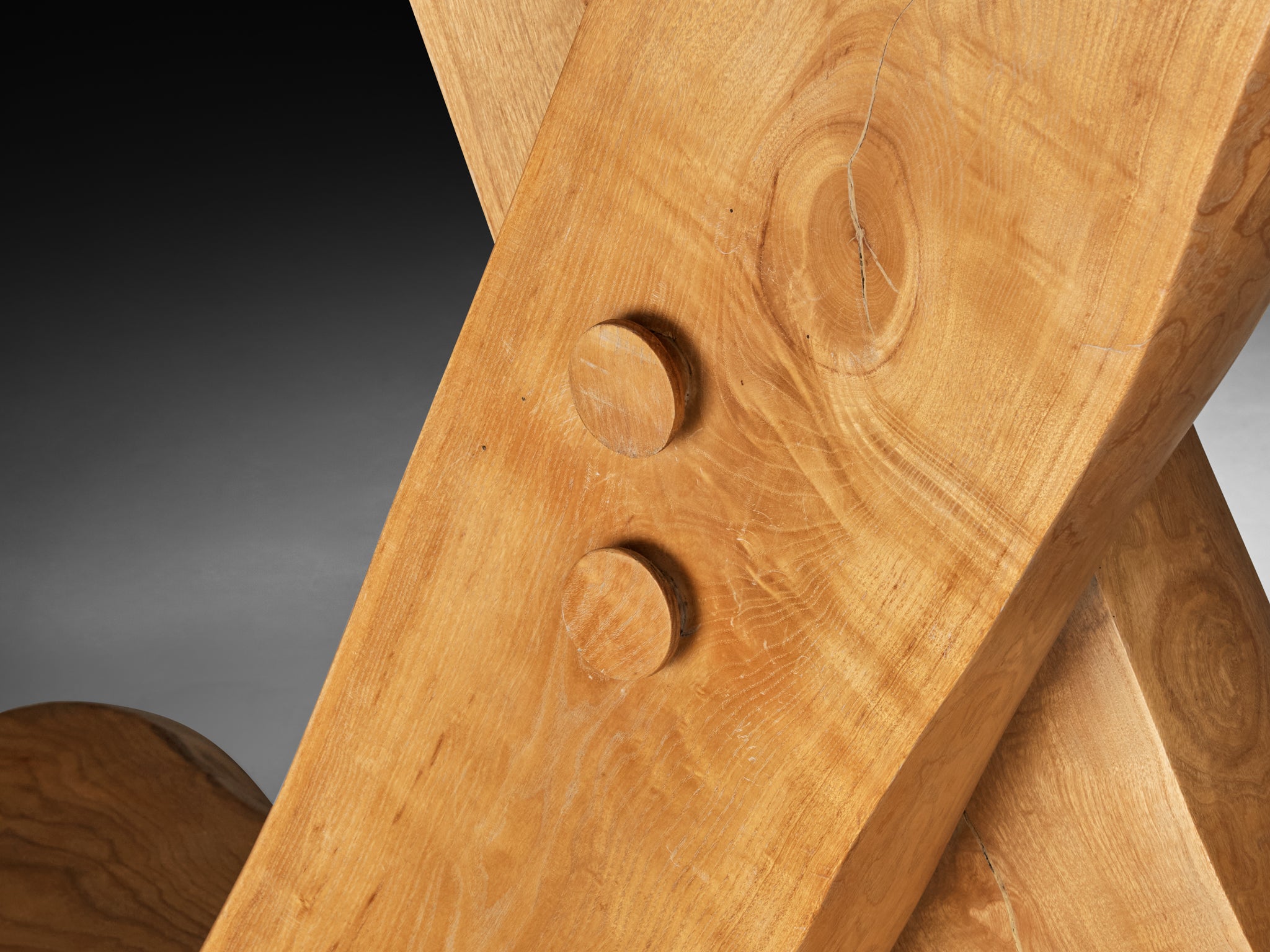 Postmodern French Dining Table in Solid Elm Tables Morentz