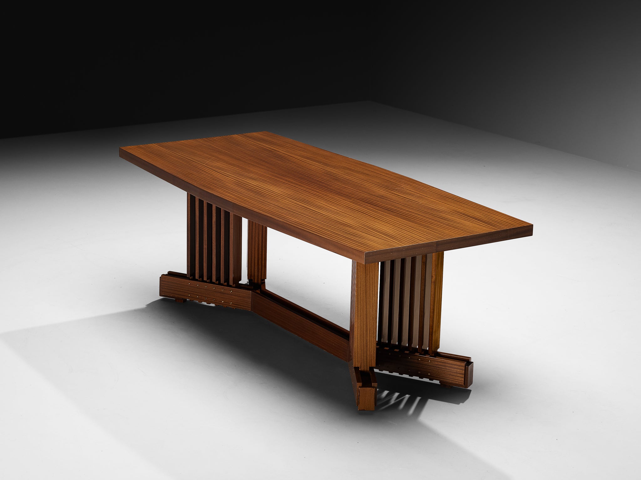 Italian Mid-Century Modern Mahogany Dining Table with Brass Details Tables Morentz
