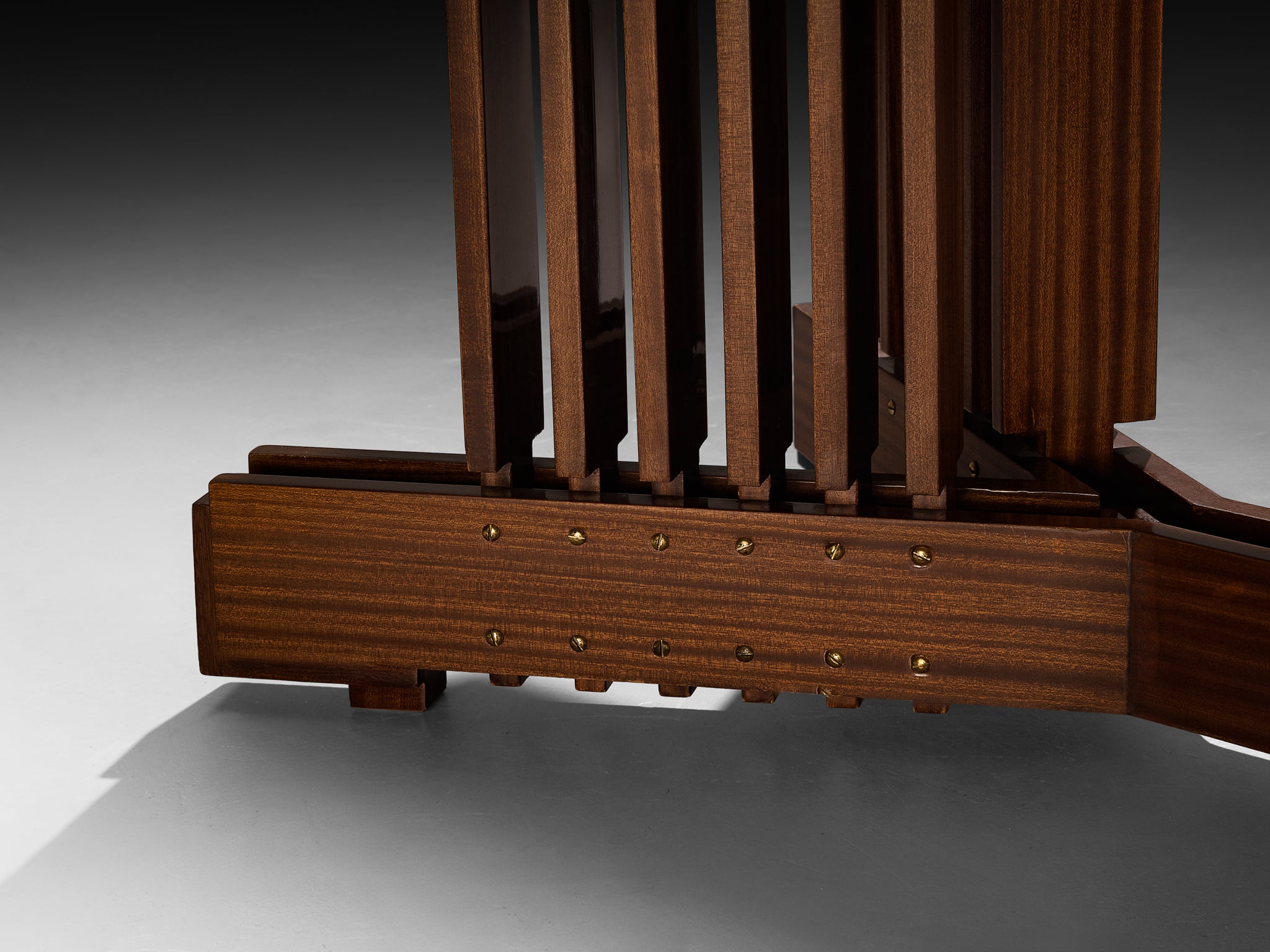 Italian Mid-Century Modern Mahogany Dining Table with Brass Details Tables Morentz