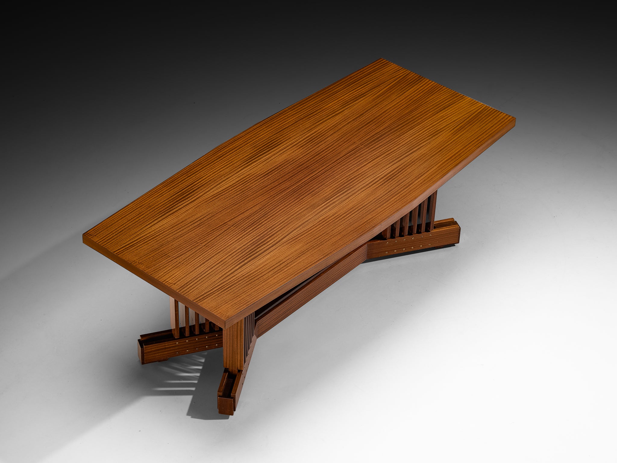Italian Mid-Century Modern Mahogany Dining Table with Brass Details Tables Morentz