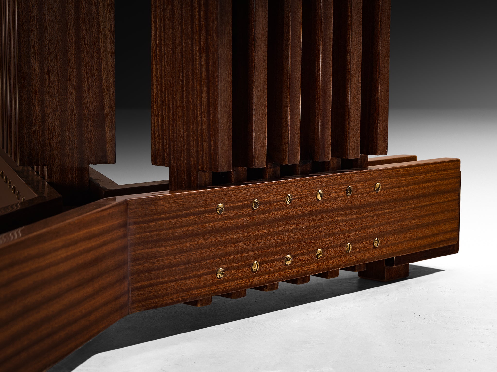 Italian Mid-Century Modern Mahogany Dining Table with Brass Details Tables Morentz
