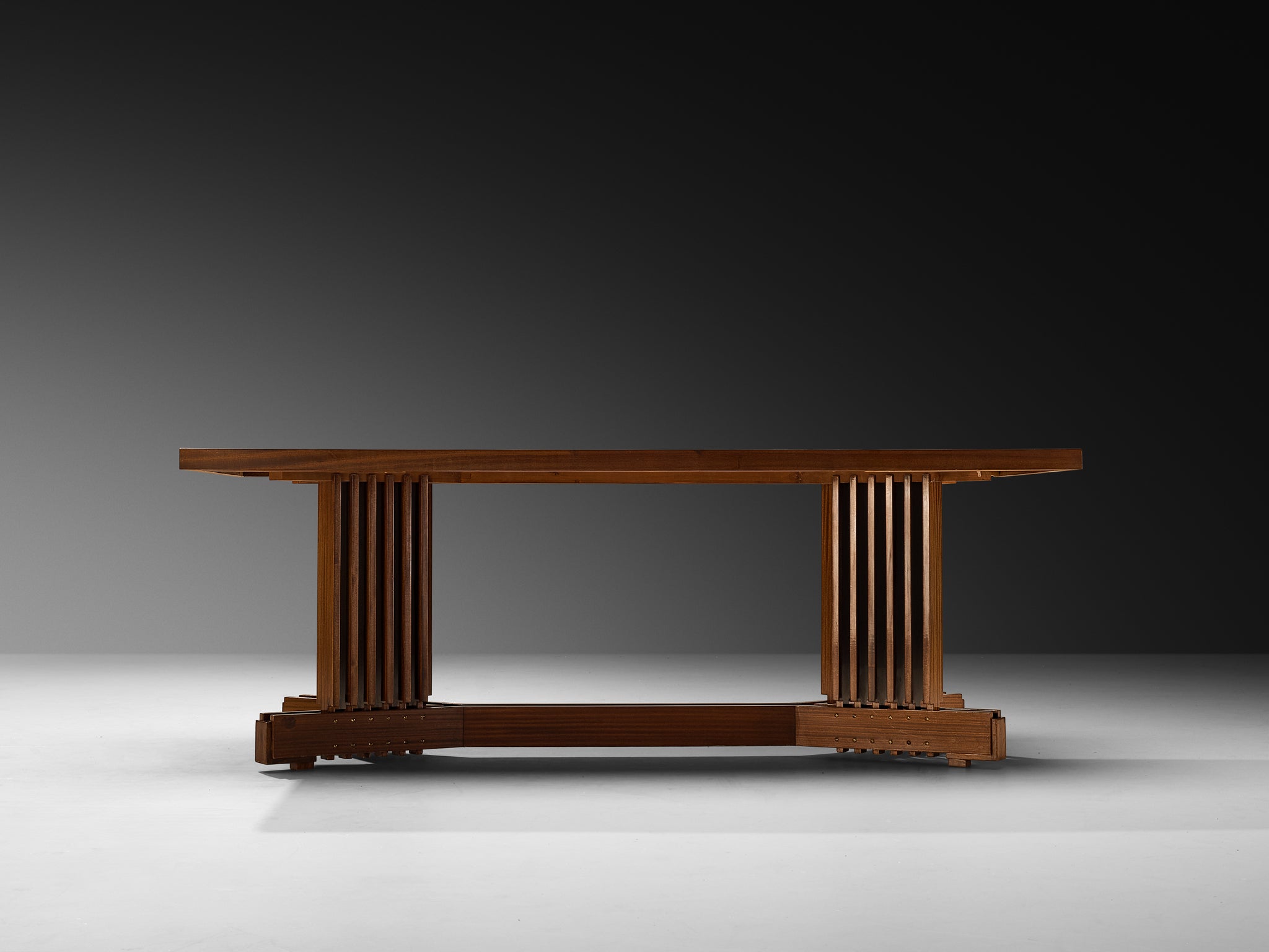 Italian Mid-Century Modern Mahogany Dining Table with Brass Details Tables Morentz