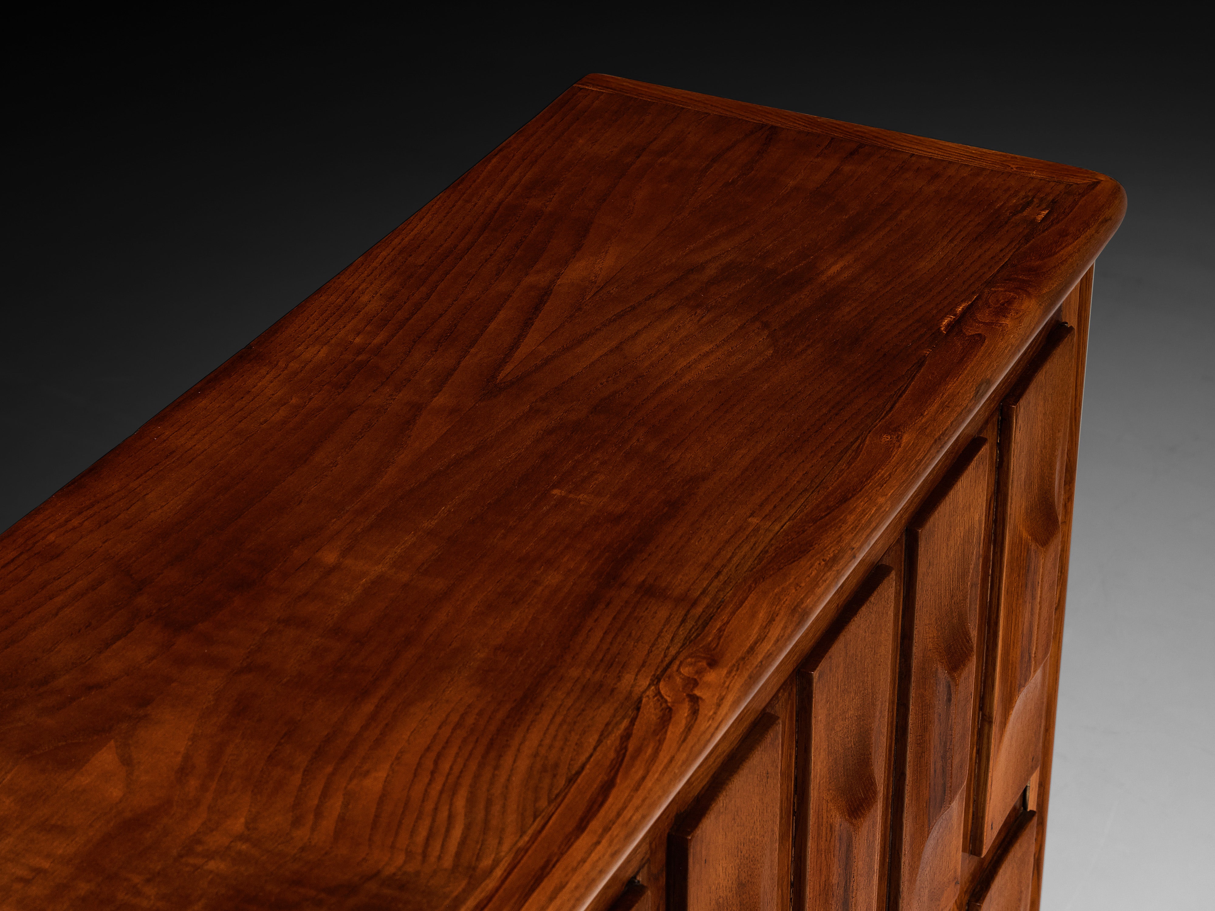 1940s Italian Sideboard in Chestnut with Faceted Front Case pieces and storage cabinets Morentz