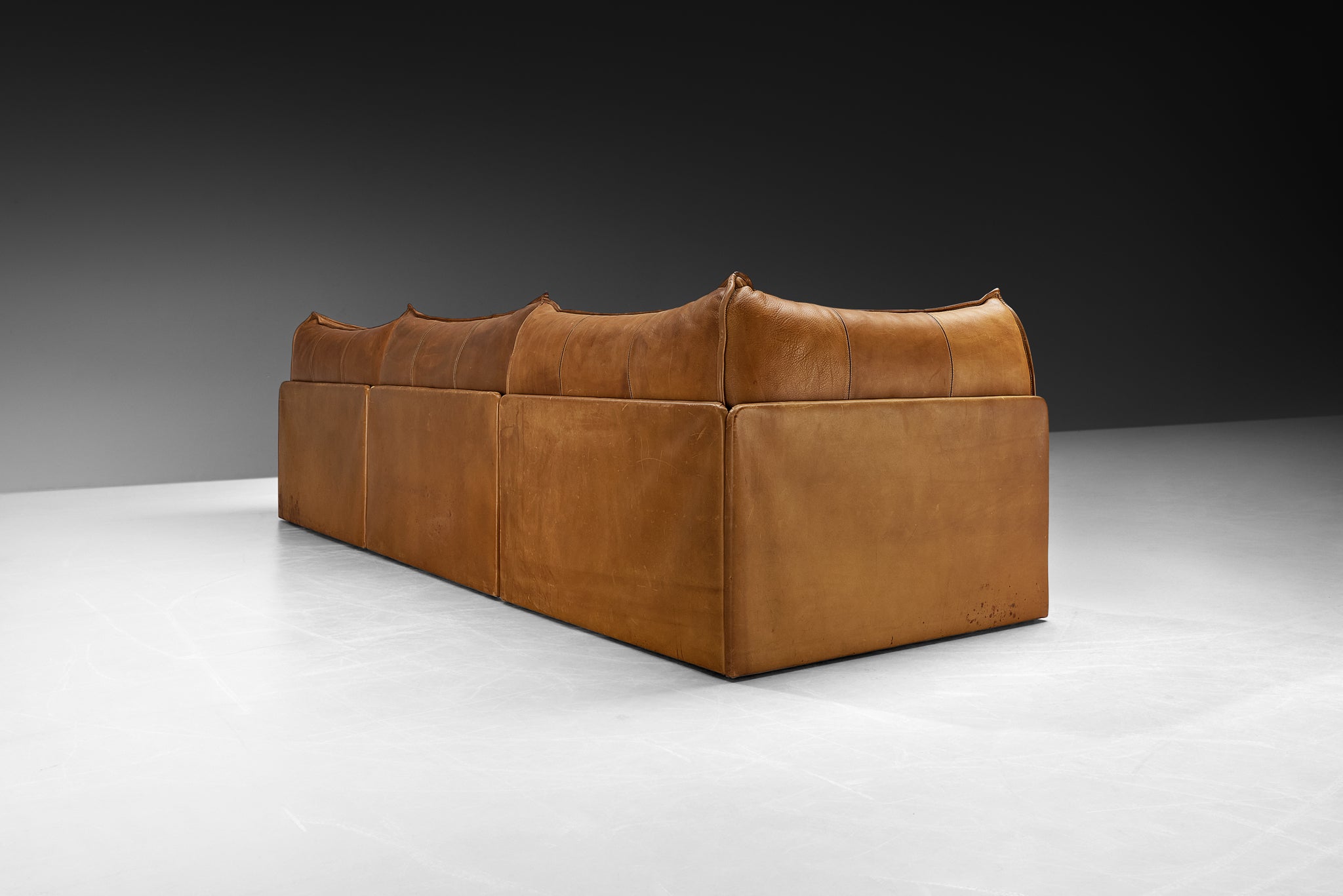 De Sede 'Pagoda' DS-19 Sectional Sofa in Cognac Brown Leather Seating Morentz