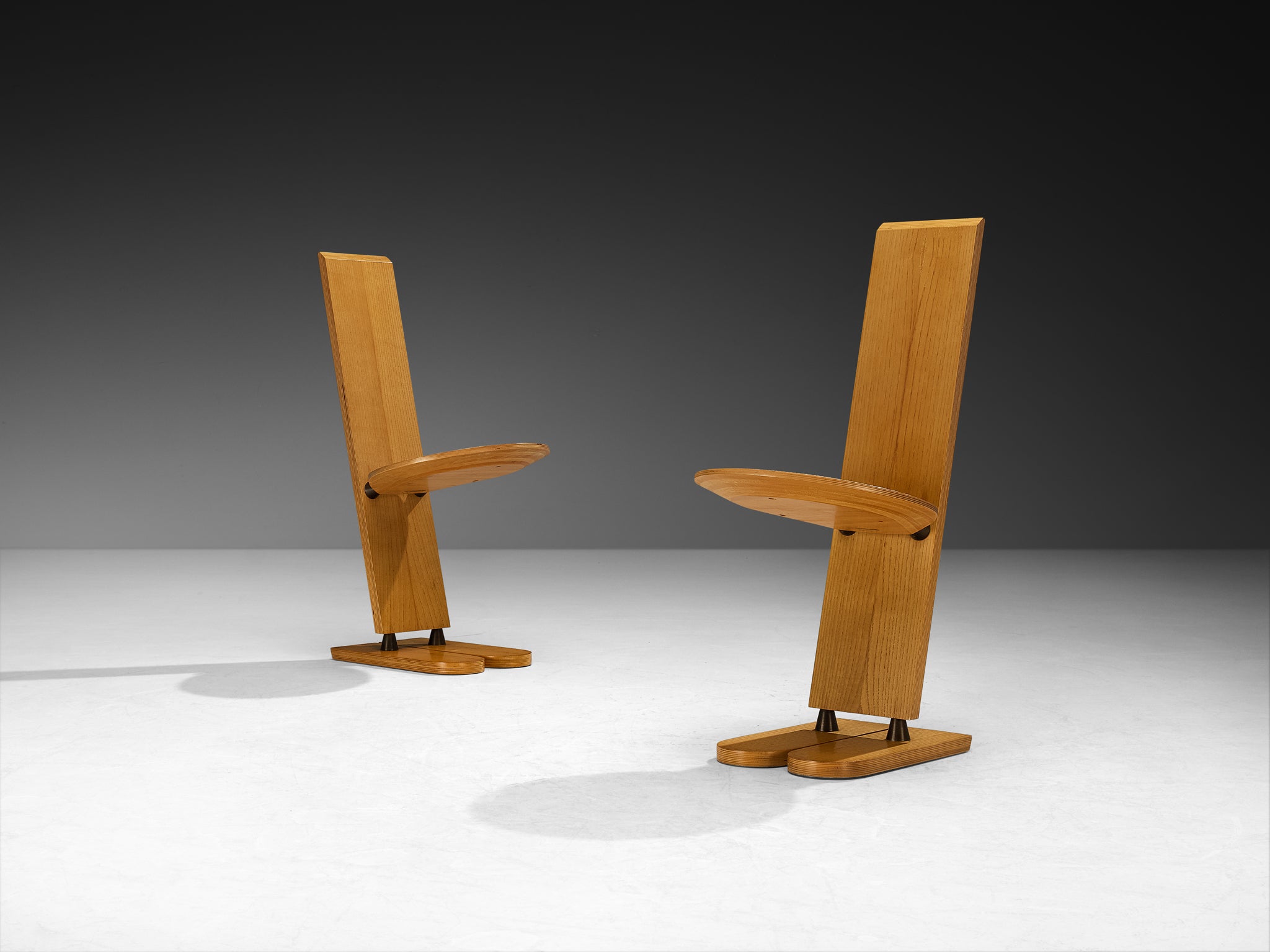 Gigi Sabadin for Emme Set of Six 'Pala' Dining Chairs in Ash and Rush Seating Morentz