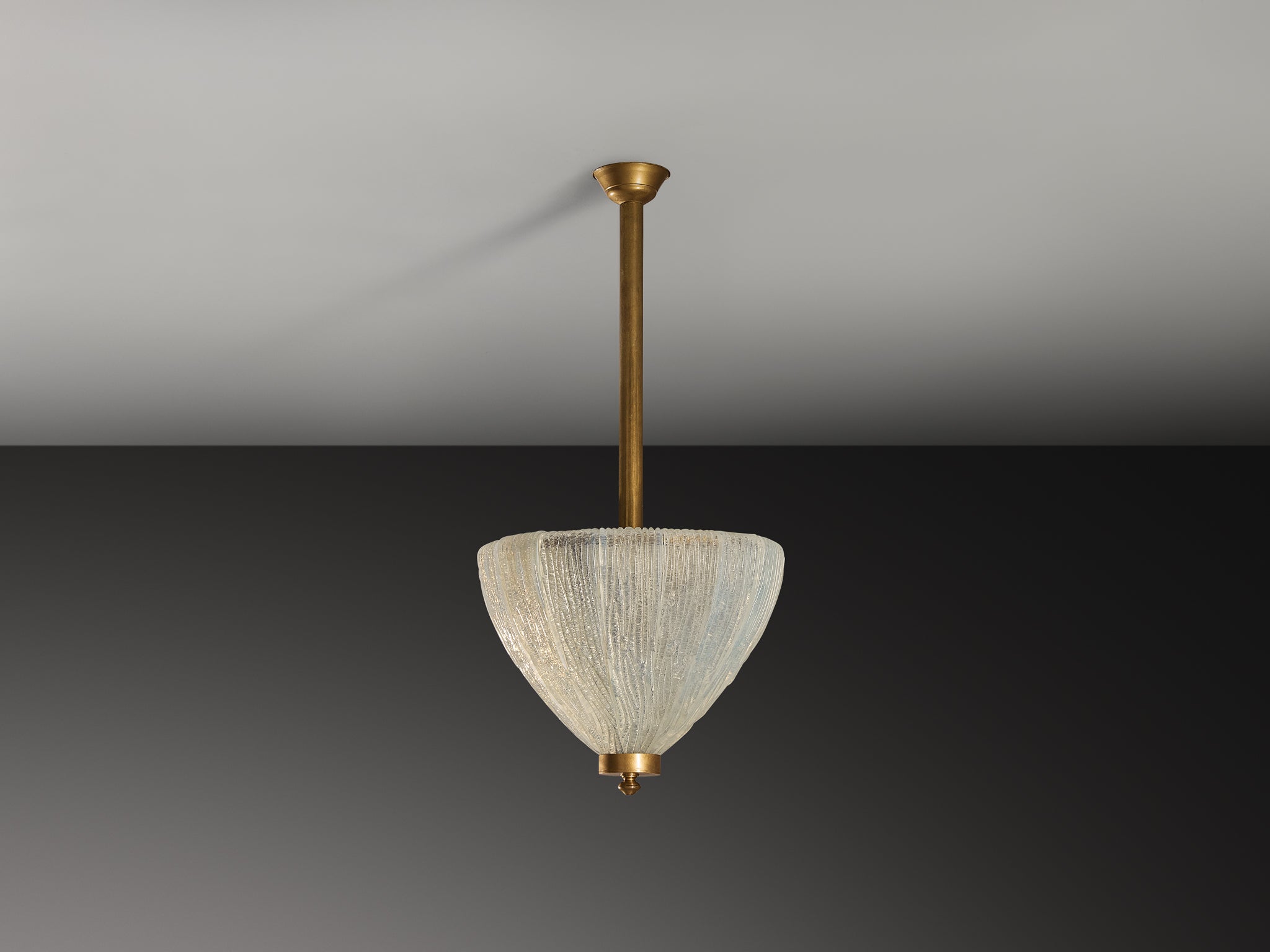 Large Italian Art Deco Pendant Lamp with Iridescent Opal Glow Glass Lighting Morentz