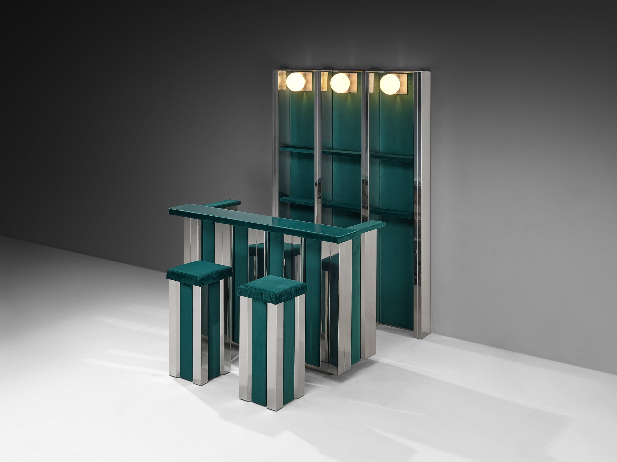 Hollywood Regency Bar Cabinet in the Style of Willy Rizzo Case pieces and storage cabinets Morentz