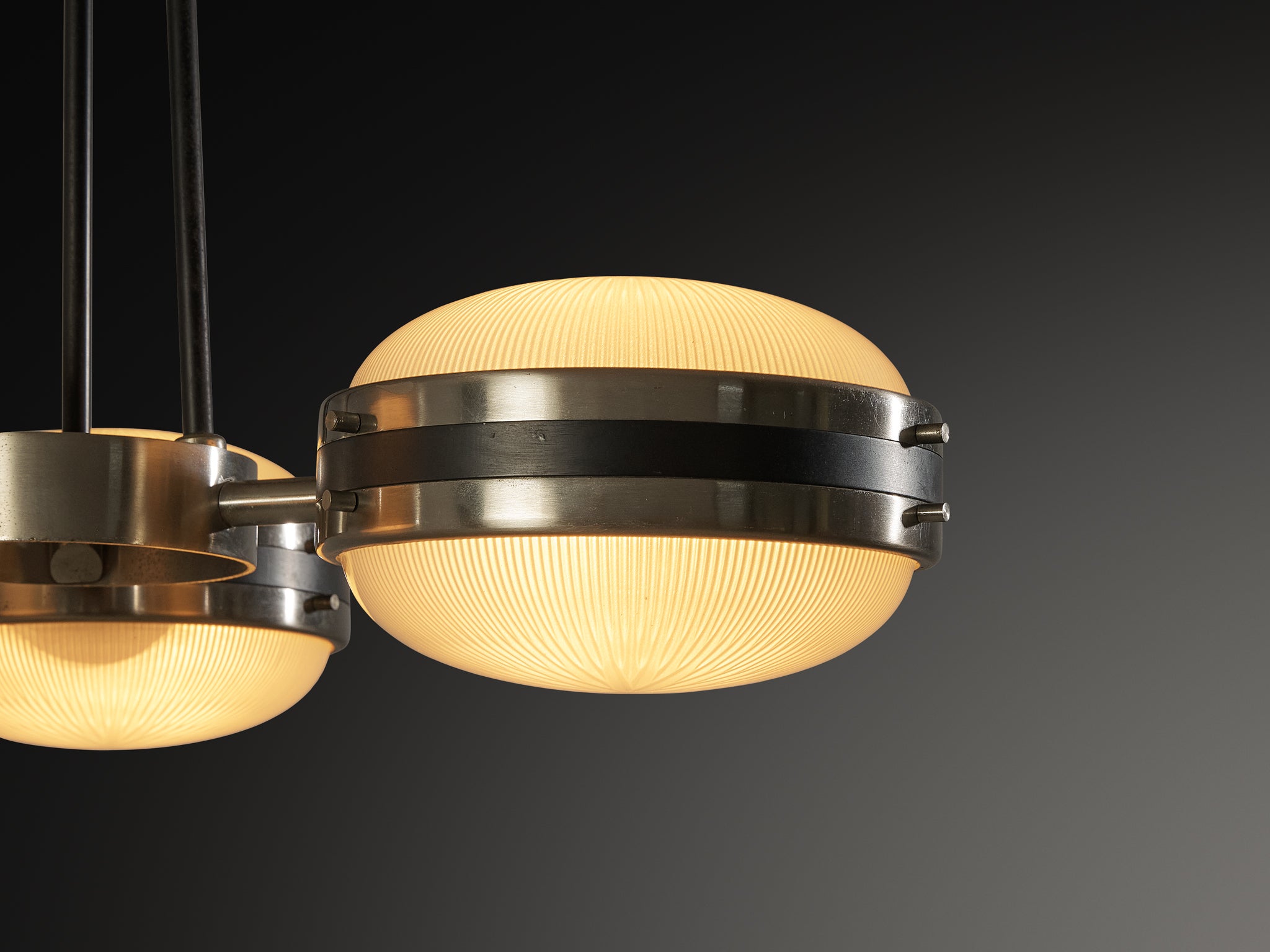 Sergio Mazza for Artemide Rare Chandelier in Glass and Nickel-Plated Brass Lighting Morentz