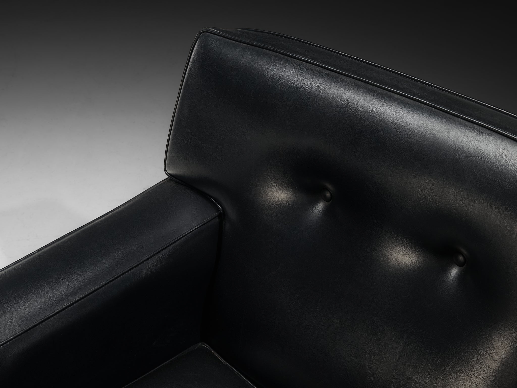 Marco Zanuso for Arflex ‘Square’ Lounge Chair in Black Leather Seating Morentz
