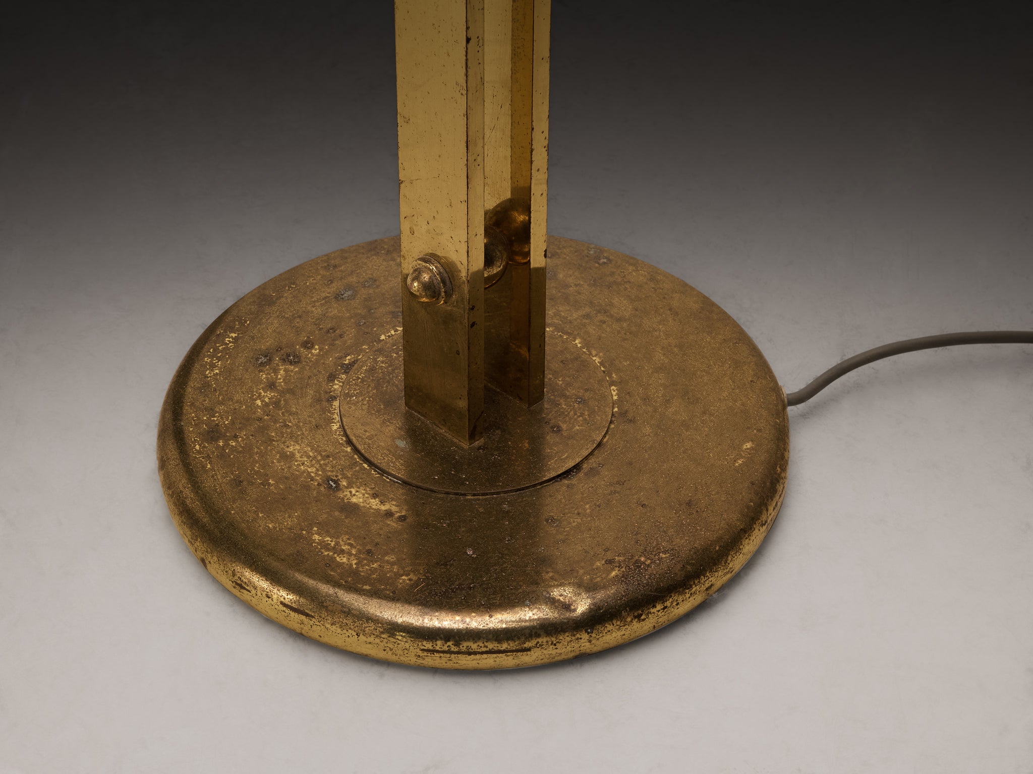 Pair of Mid-Century Modern Italian Brass Floor Lamps with Textured Glass Bulbs