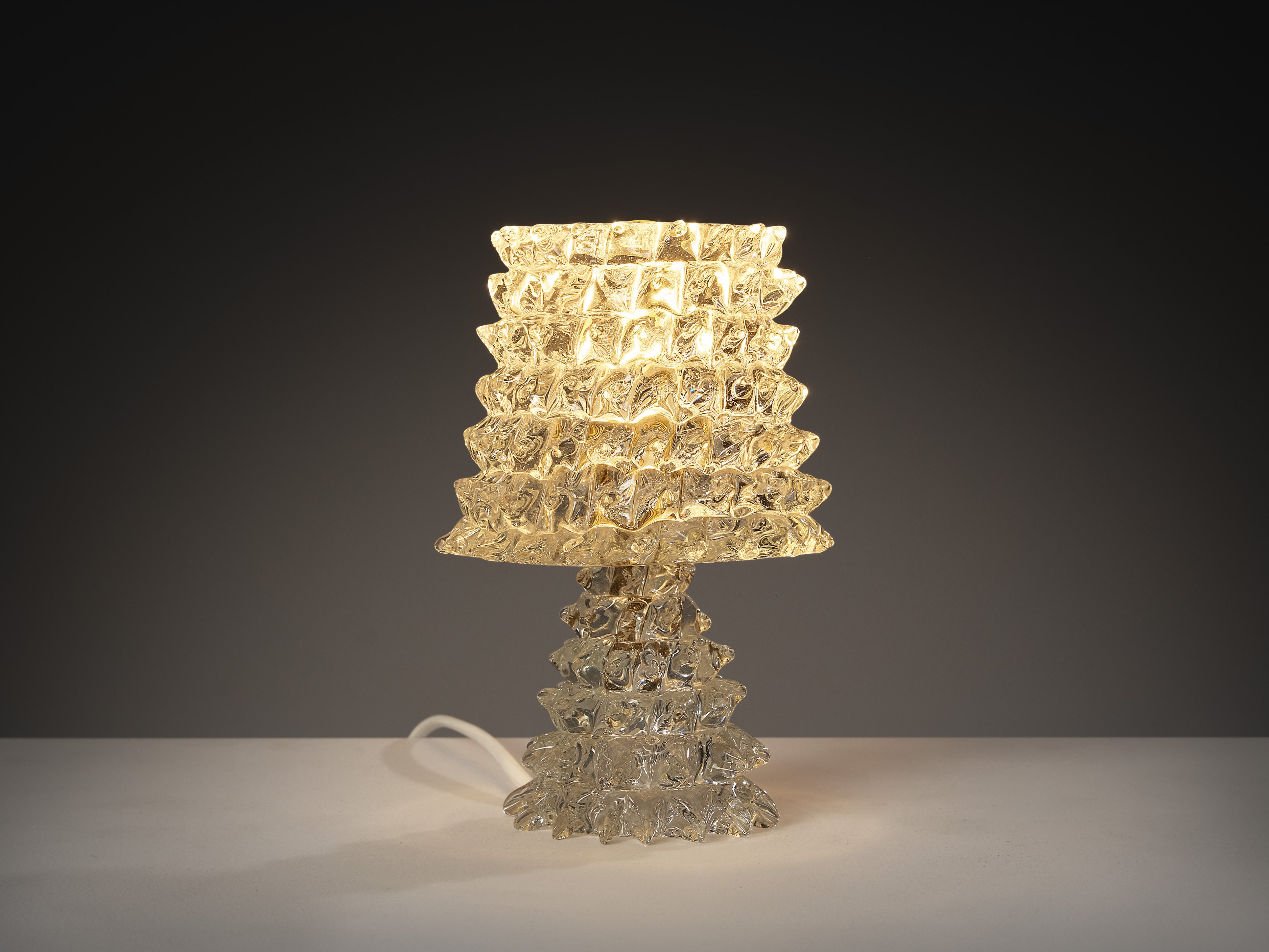 Barovier & Toso Art Deco Table Lamp in Crystal Glass Lighting Morentz